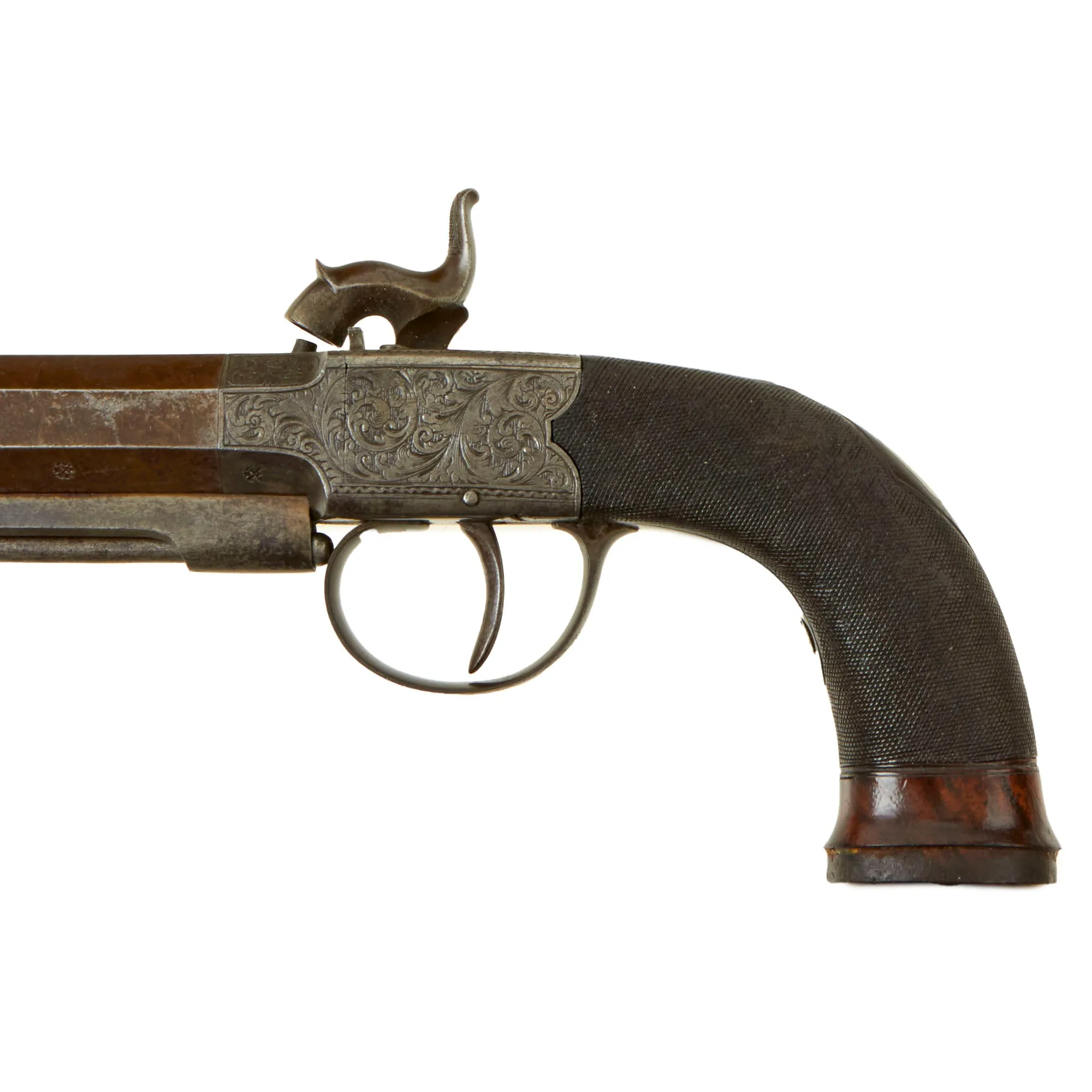 Original Cased British Percussion Overcoat Pistol by William Powell of Birmingham with Spare Rifled Barrel & Accessories - Circa 1840