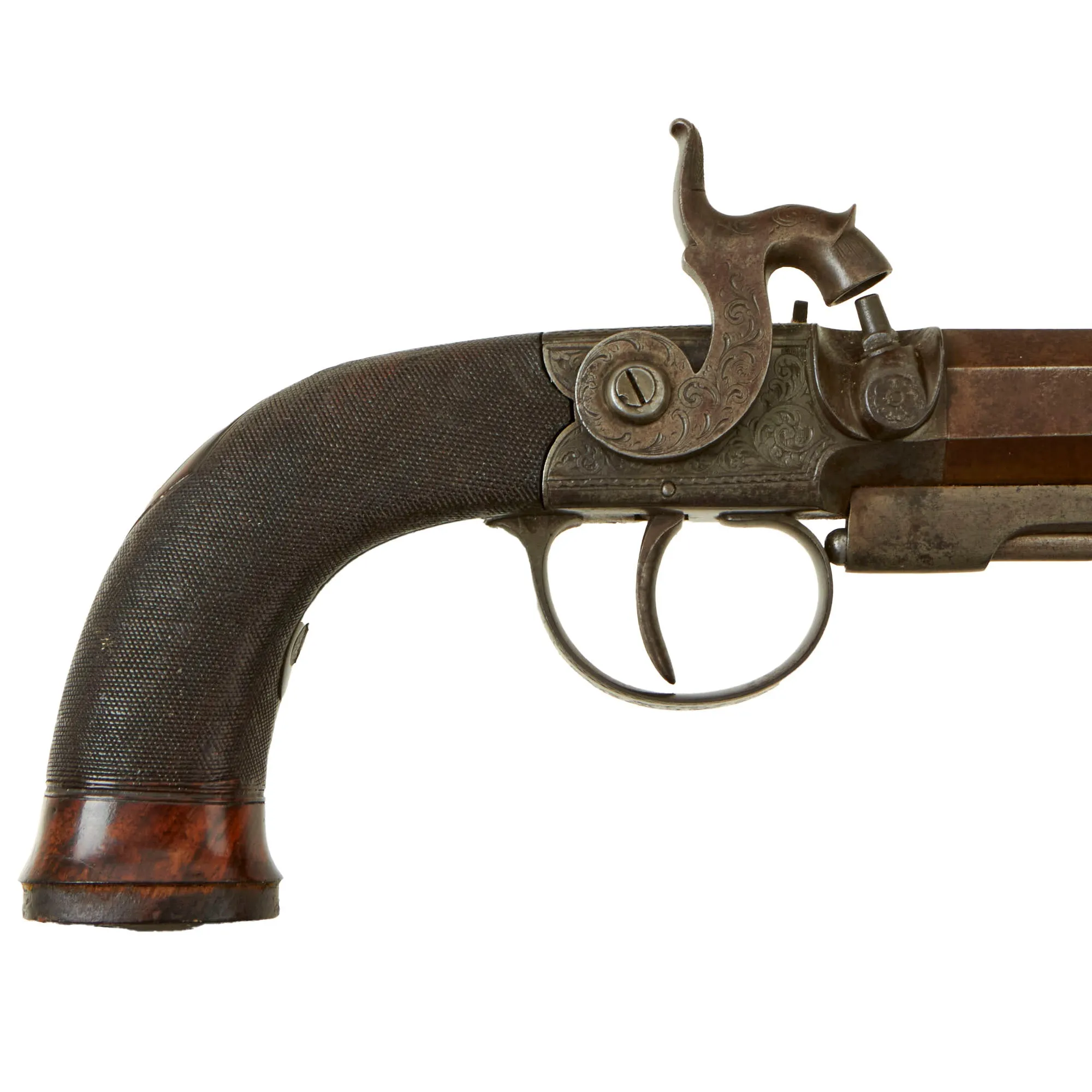 Original Cased British Percussion Overcoat Pistol by William Powell of Birmingham with Spare Rifled Barrel & Accessories - Circa 1840