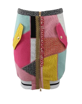 Patchwork Tweed Pencil Skirt