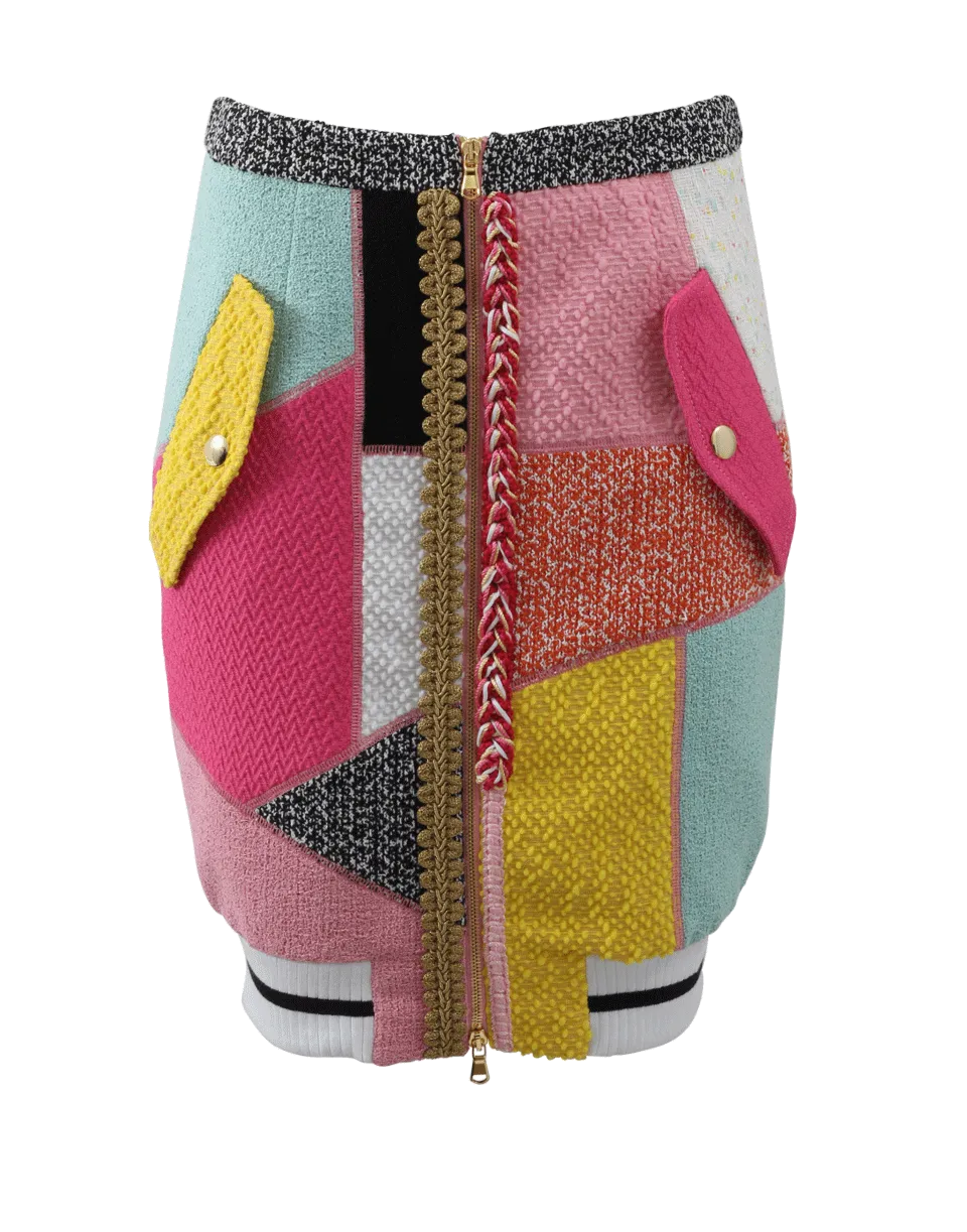 Patchwork Tweed Pencil Skirt