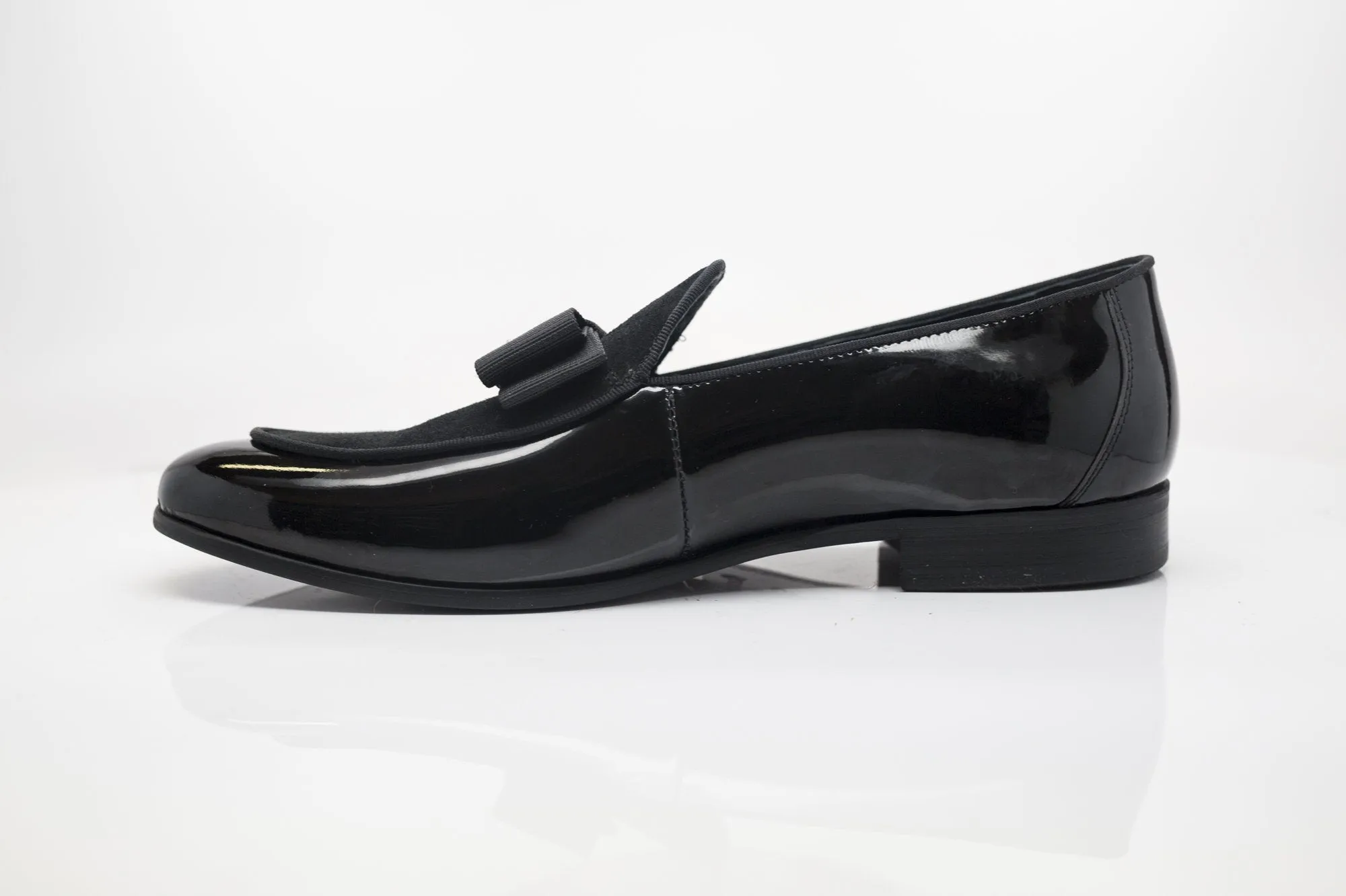 Patent Leather & Suede Slip-On Loafer Black