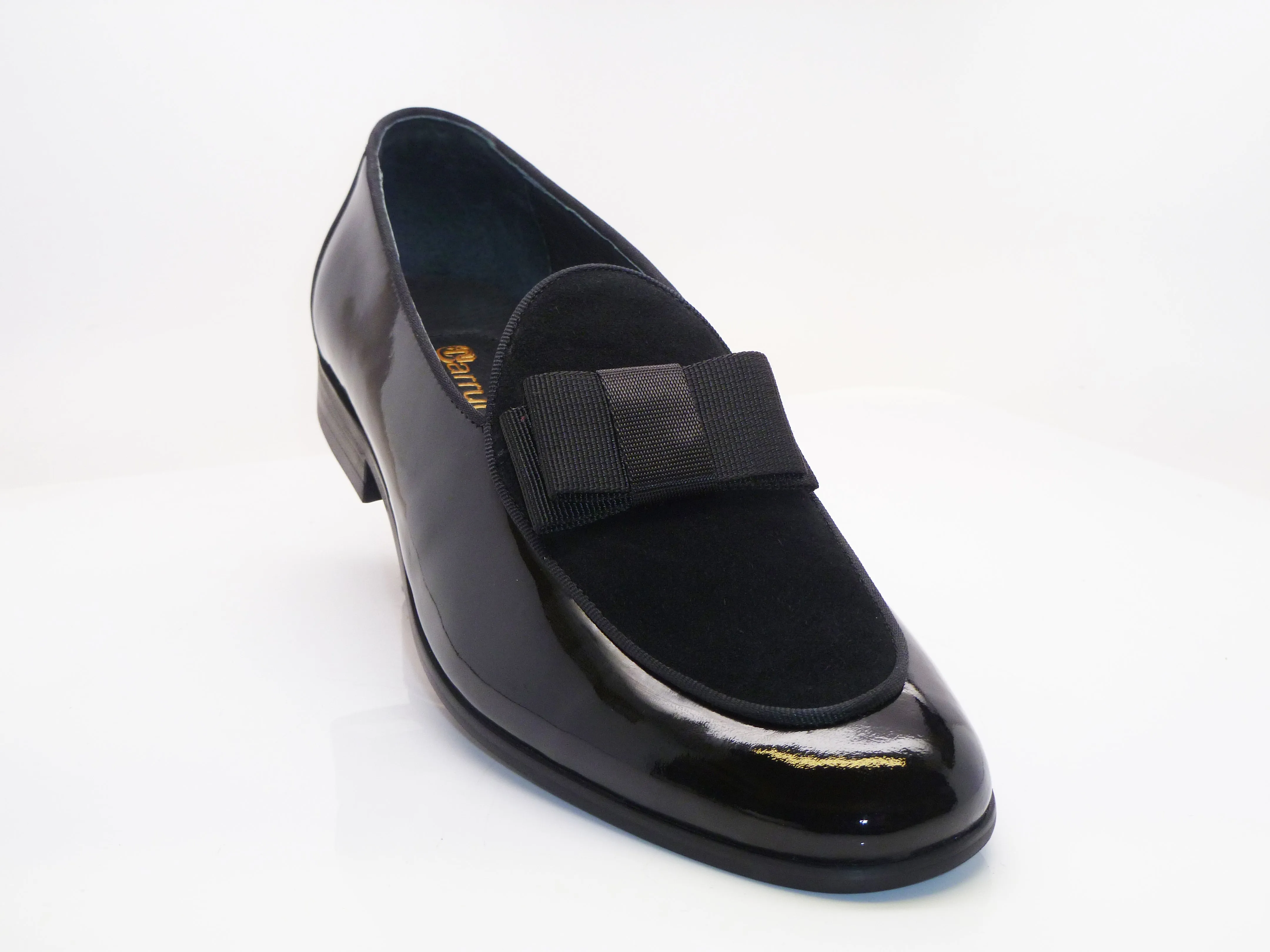 Patent Leather & Suede Slip-On Loafer Black