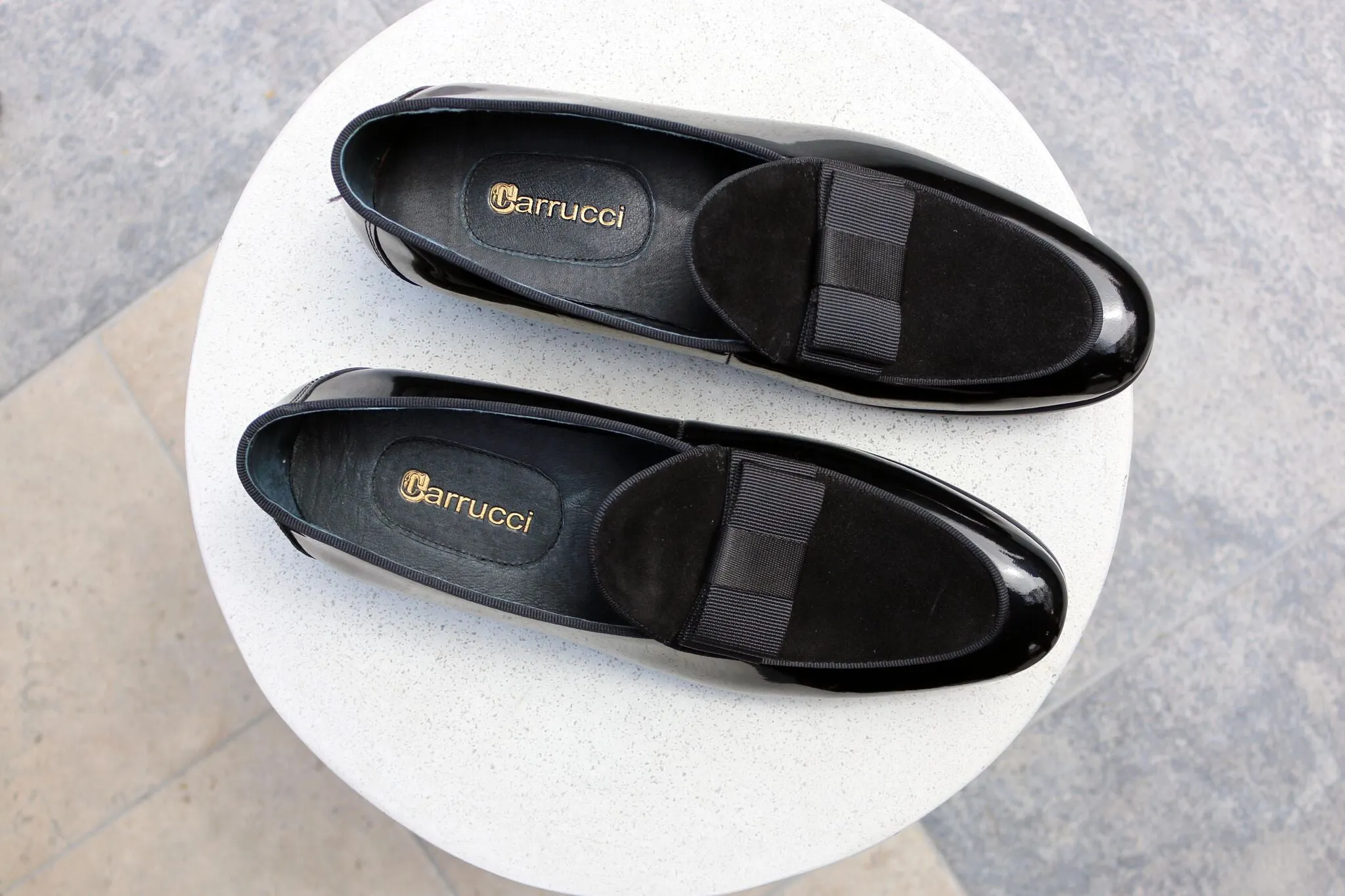 Patent Leather & Suede Slip-On Loafer Black