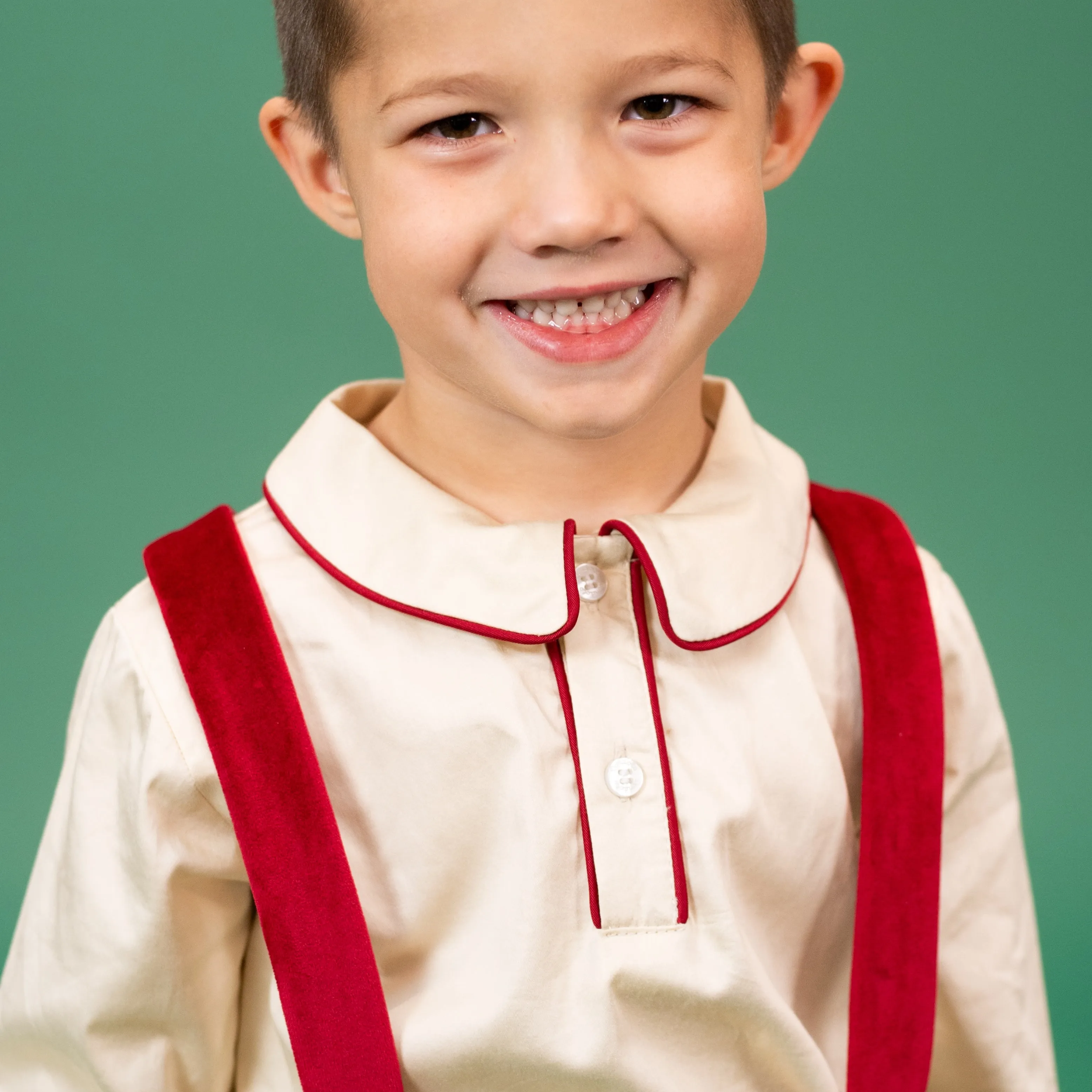 Paxton Boy Overall - Red Velvet