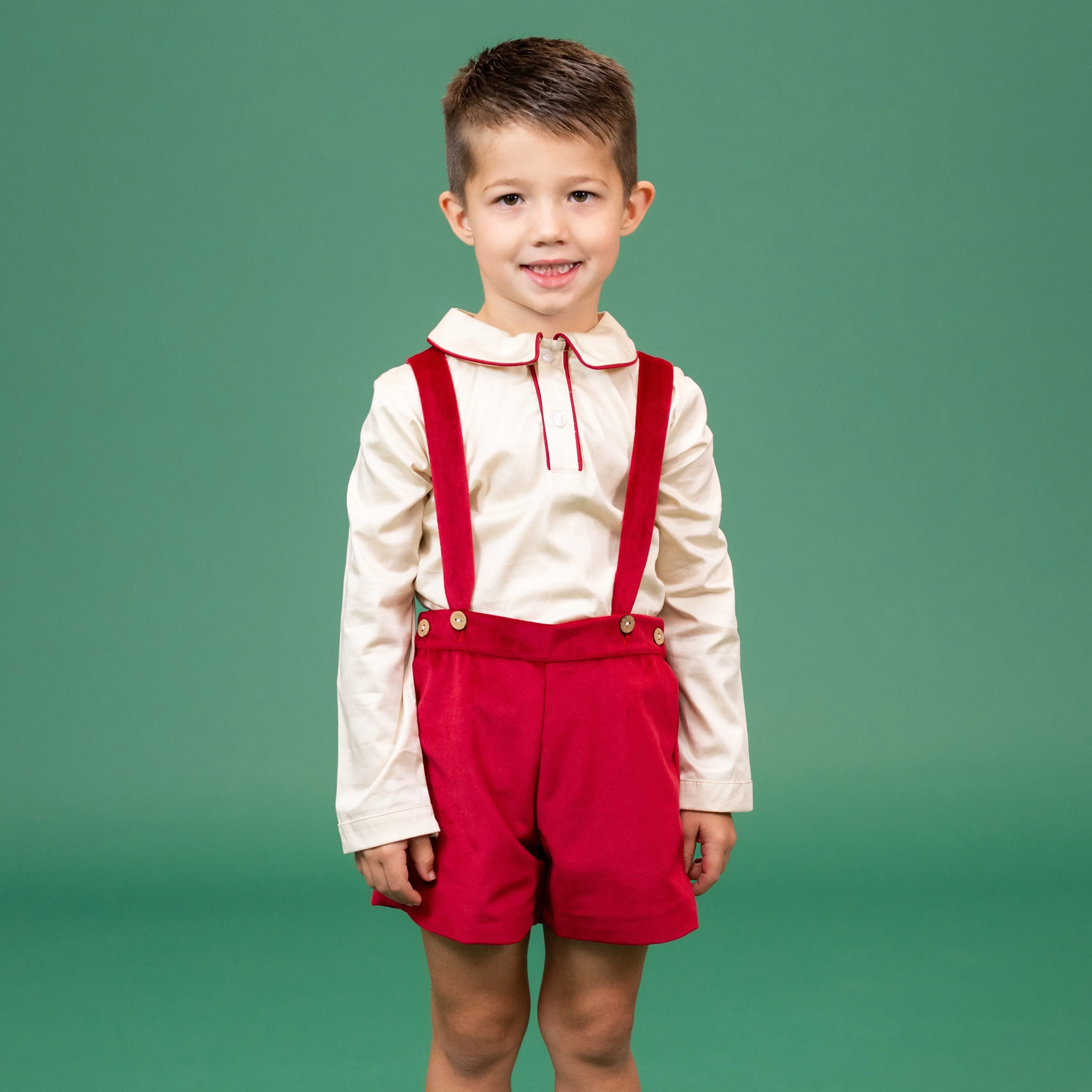 Paxton Boy Overall - Red Velvet