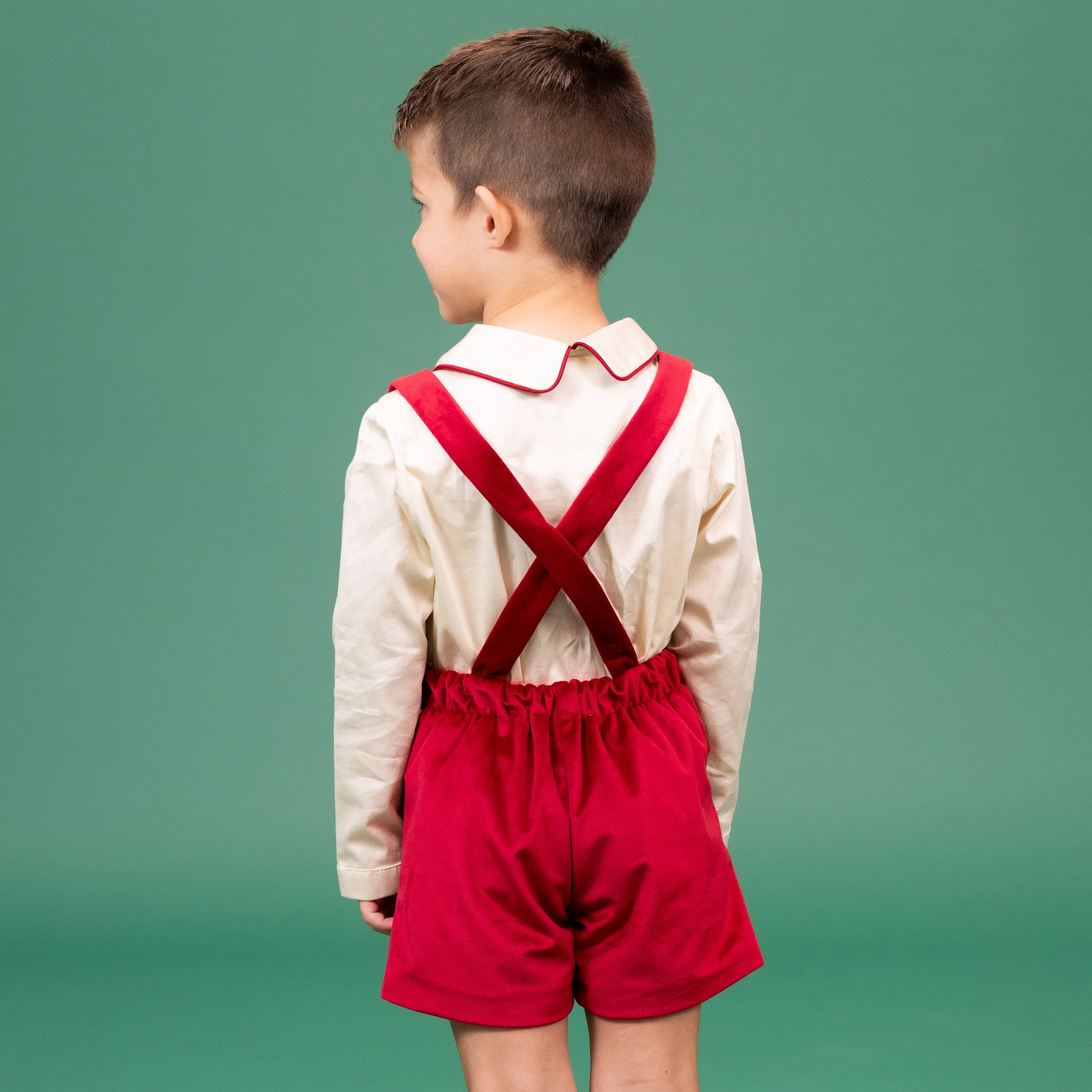 Paxton Boy Overall - Red Velvet