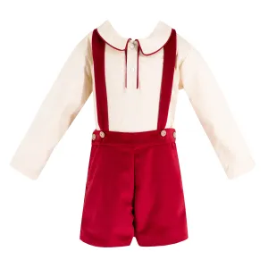 Paxton Boy Overall - Red Velvet