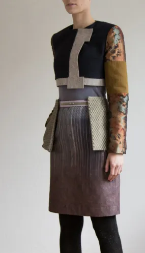 Pencil skirt in grey/brown