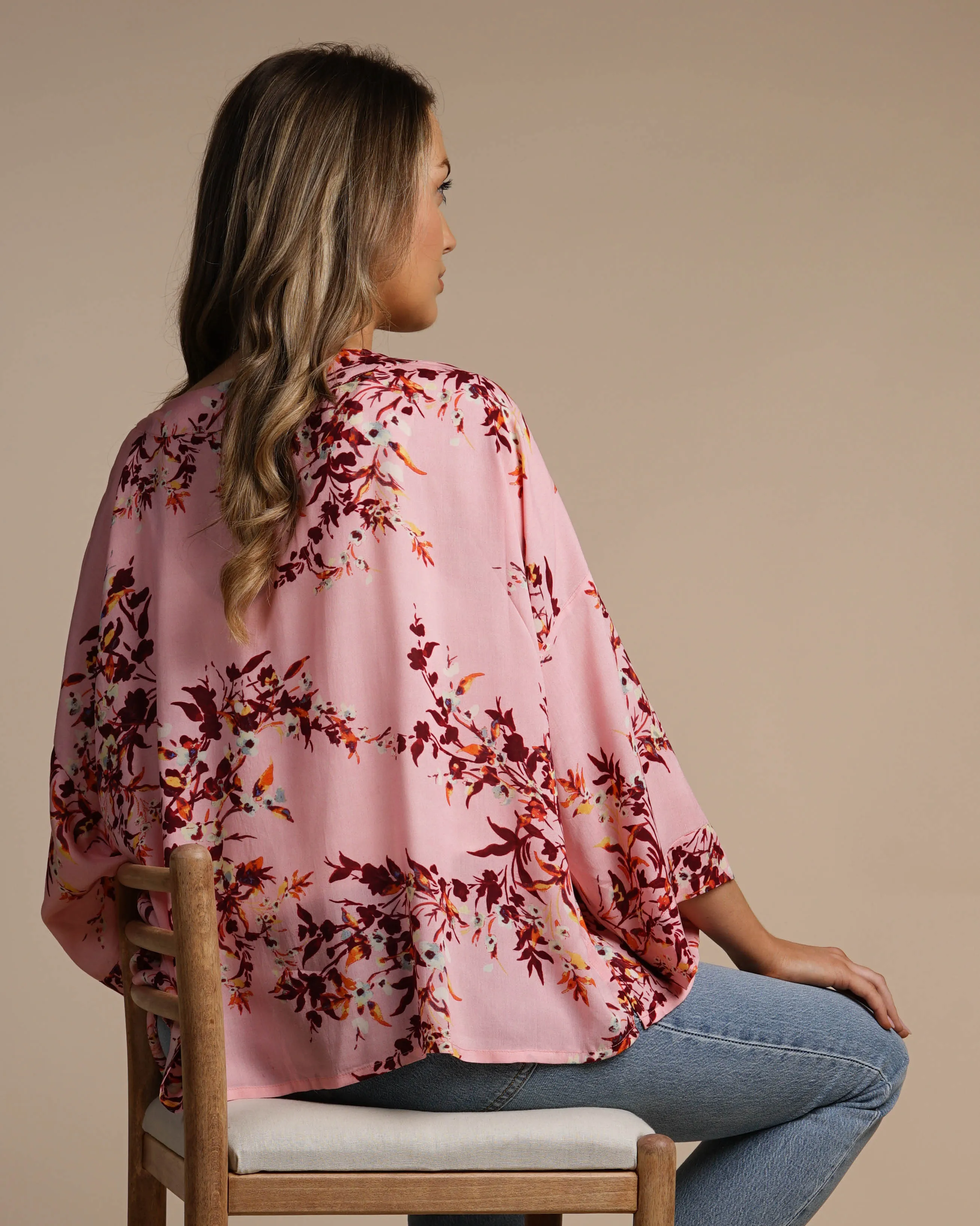 Pink Floral Kimono | Mya Short Kimono Jacket