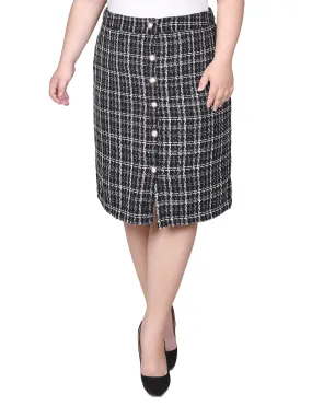 Plus Size Knee Length Slim Tweed Knit Skirt