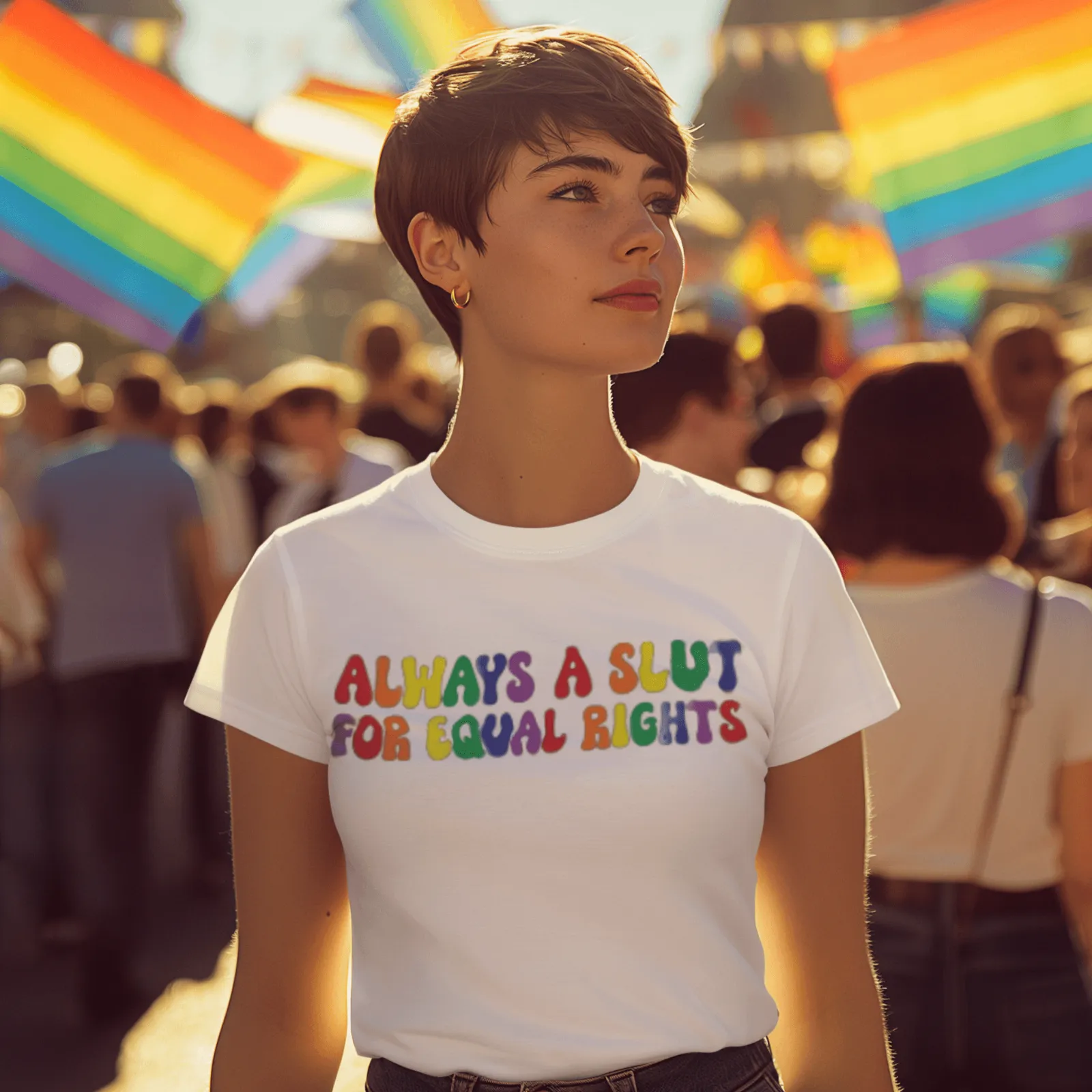 Pride T-shirt Always A Slut For Equal Rights Short Sleeve Ultra Soft Crew Neck Top