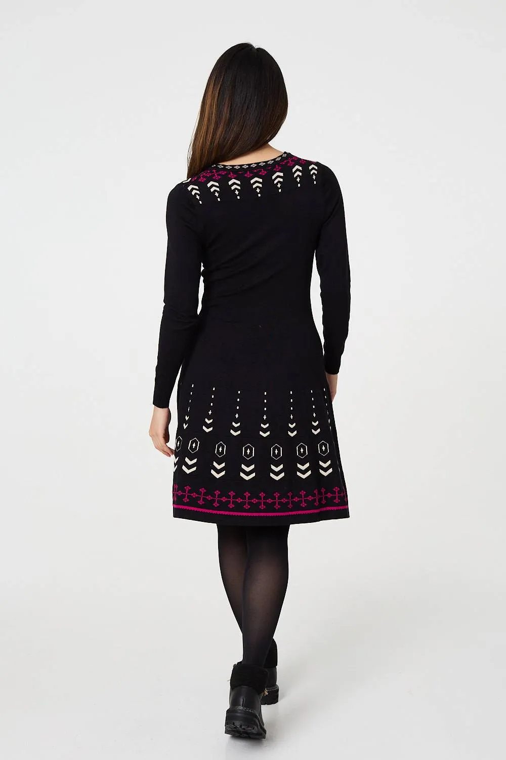 Printed Knit Dress With Removable Scarf