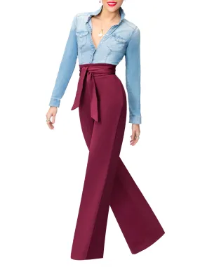 "Eleanor" Raisin Belted High Waist Pants