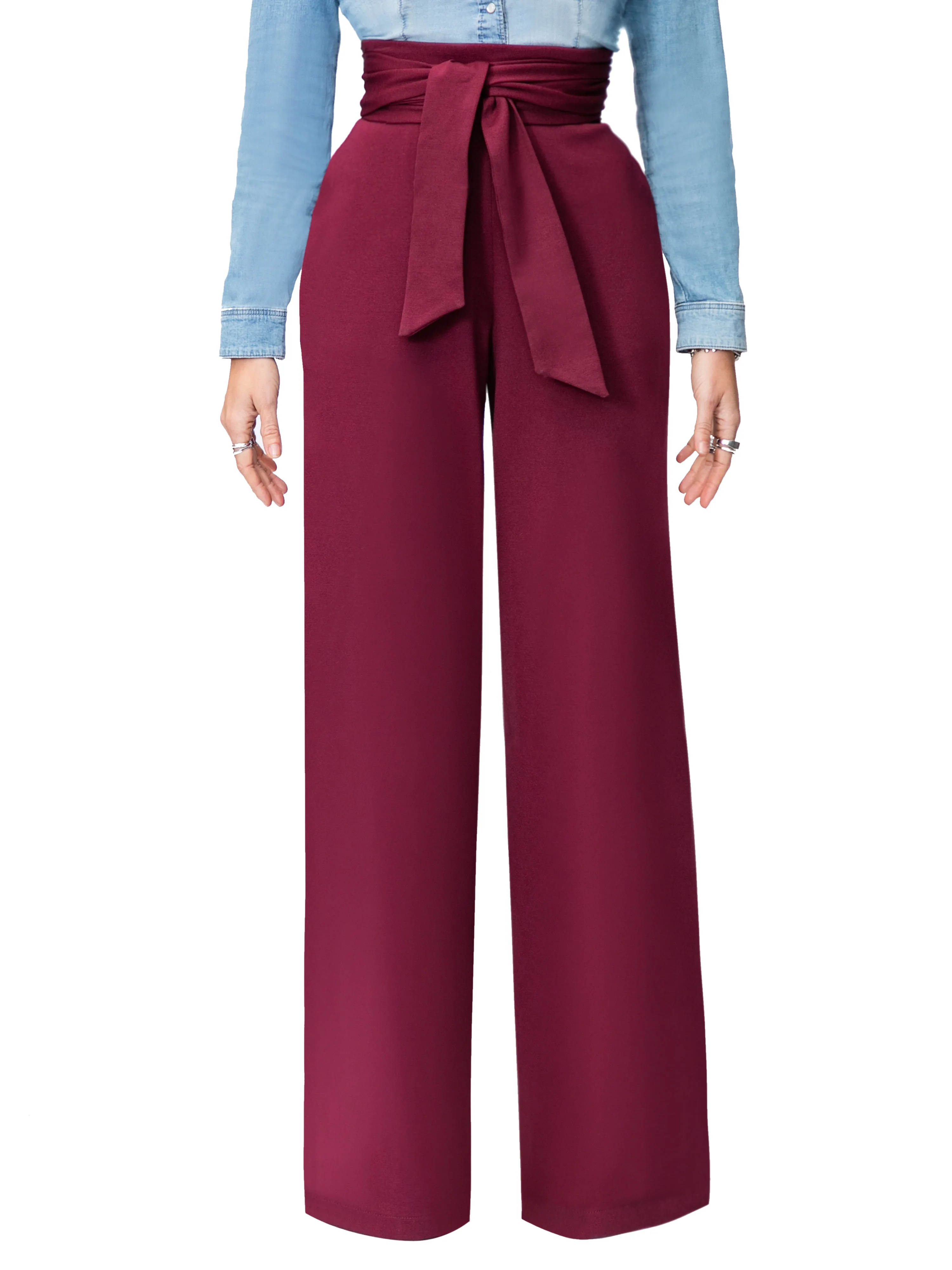 "Eleanor" Raisin Belted High Waist Pants