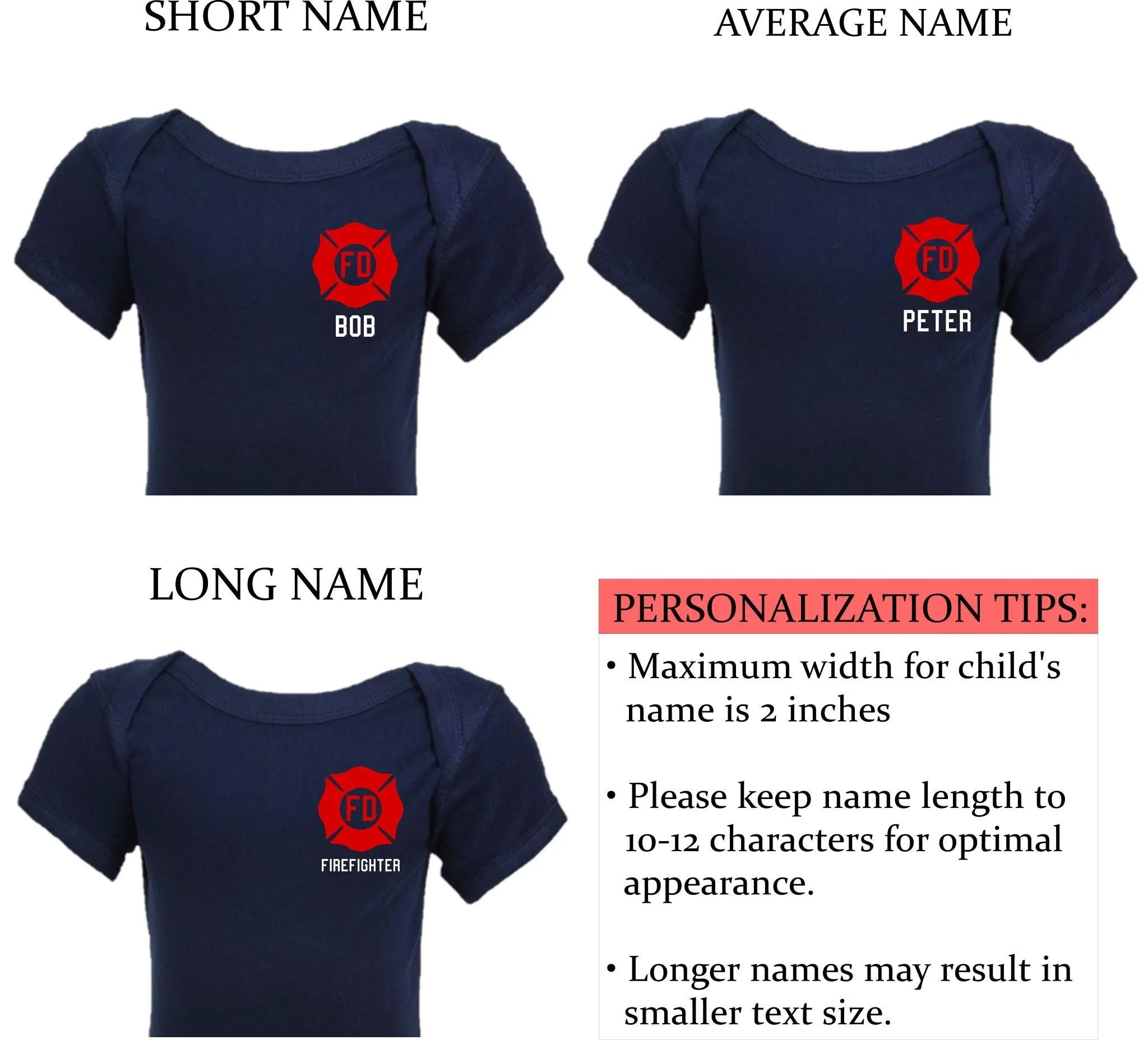 RED MALTESE CROSS Firefighter Personalized BLACK 2PC Baby Outfit