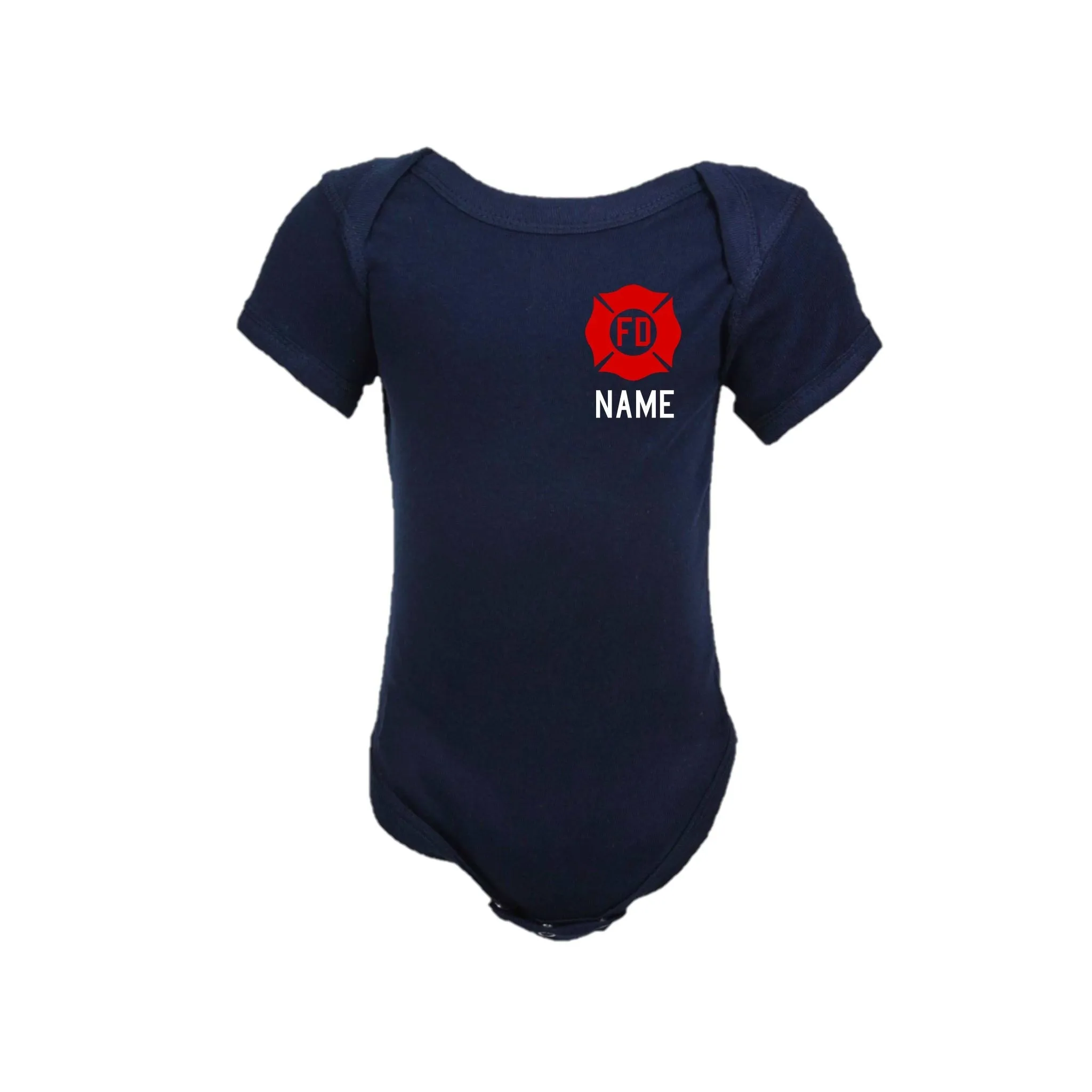 RED MALTESE CROSS Firefighter Personalized BLACK 2PC Baby Outfit