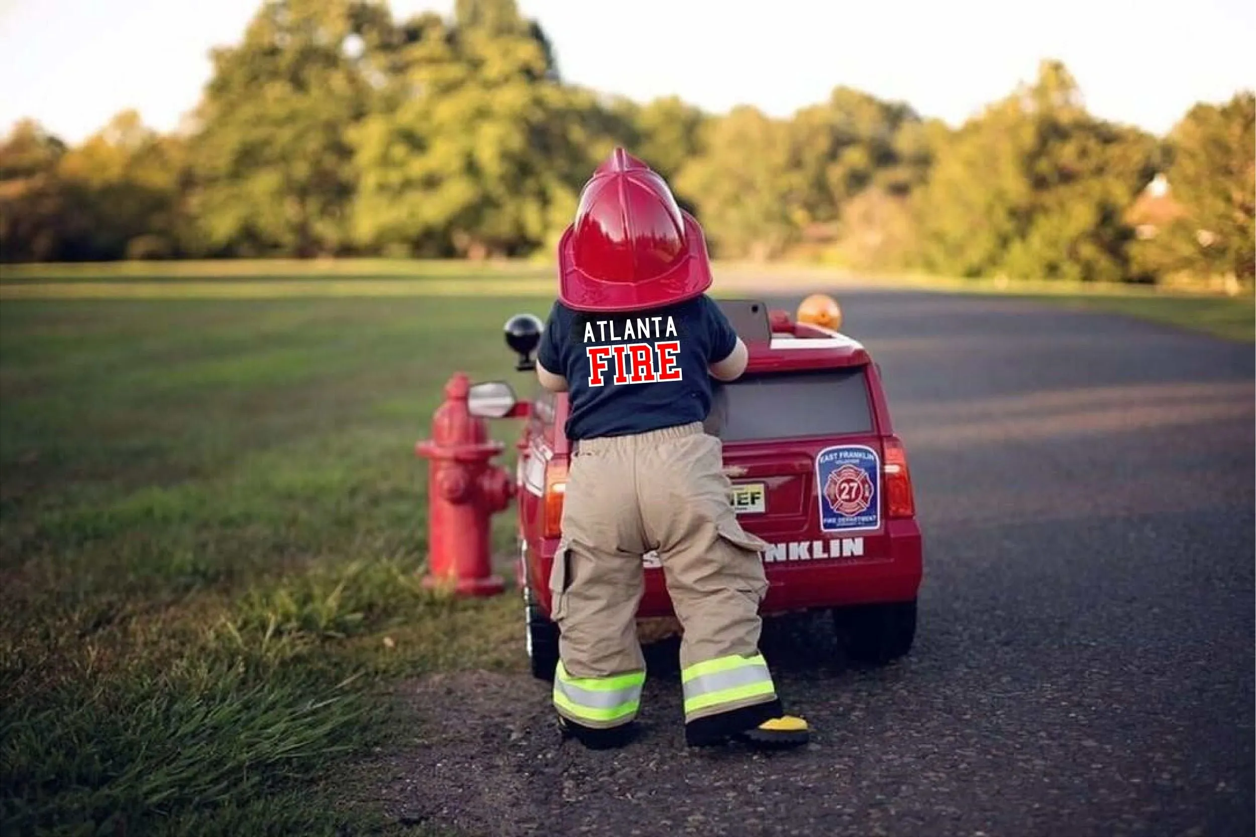 RED MALTESE CROSS Firefighter Personalized BLACK 2PC Baby Outfit