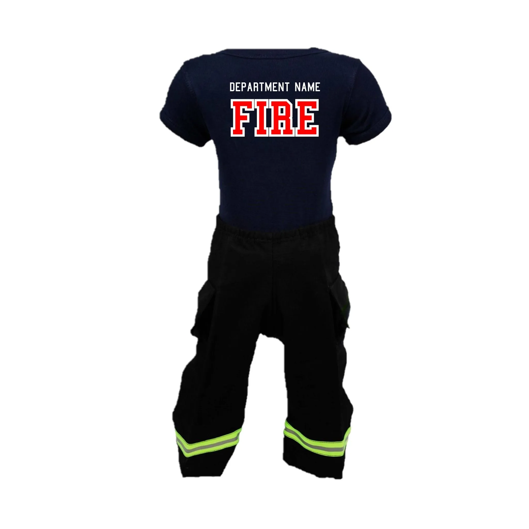 RED MALTESE CROSS Firefighter Personalized BLACK 2PC Baby Outfit