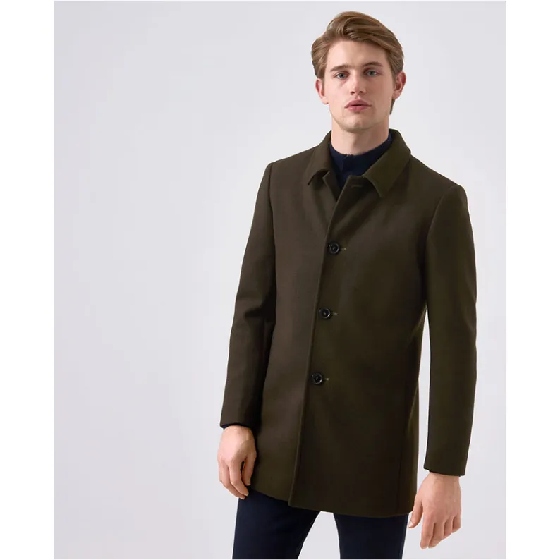 REMUS TAPERED FIT WOOL-MIX OVERCOAT ROWAN 90213 - GREEN