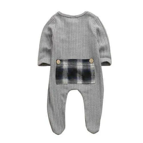 Ribbed Knit Peekaboo Panel Plaid Romper