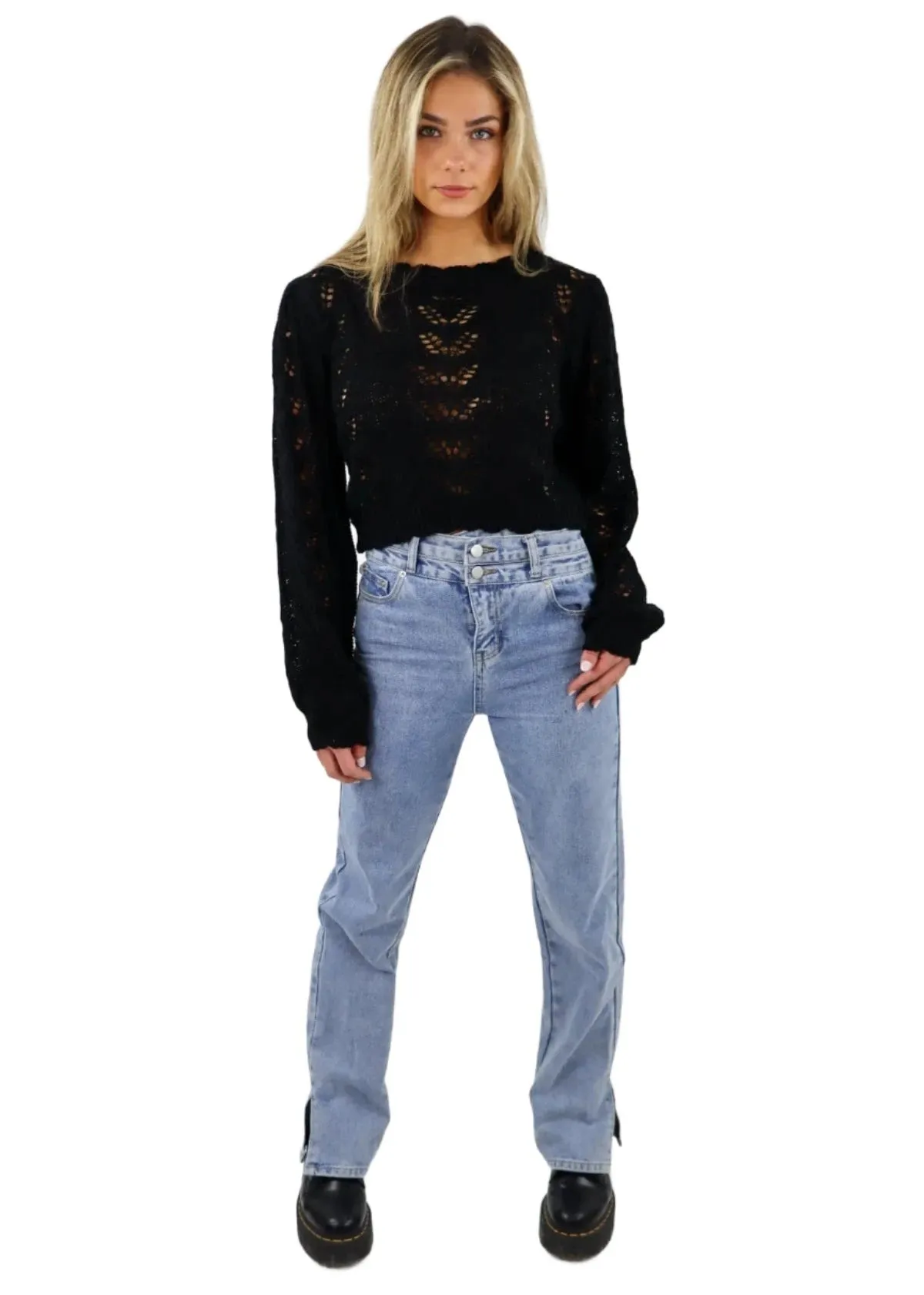 Rock N Rags - "Bohemian Rhapsody" Sweater - Black - Knit Balloon Sleeves