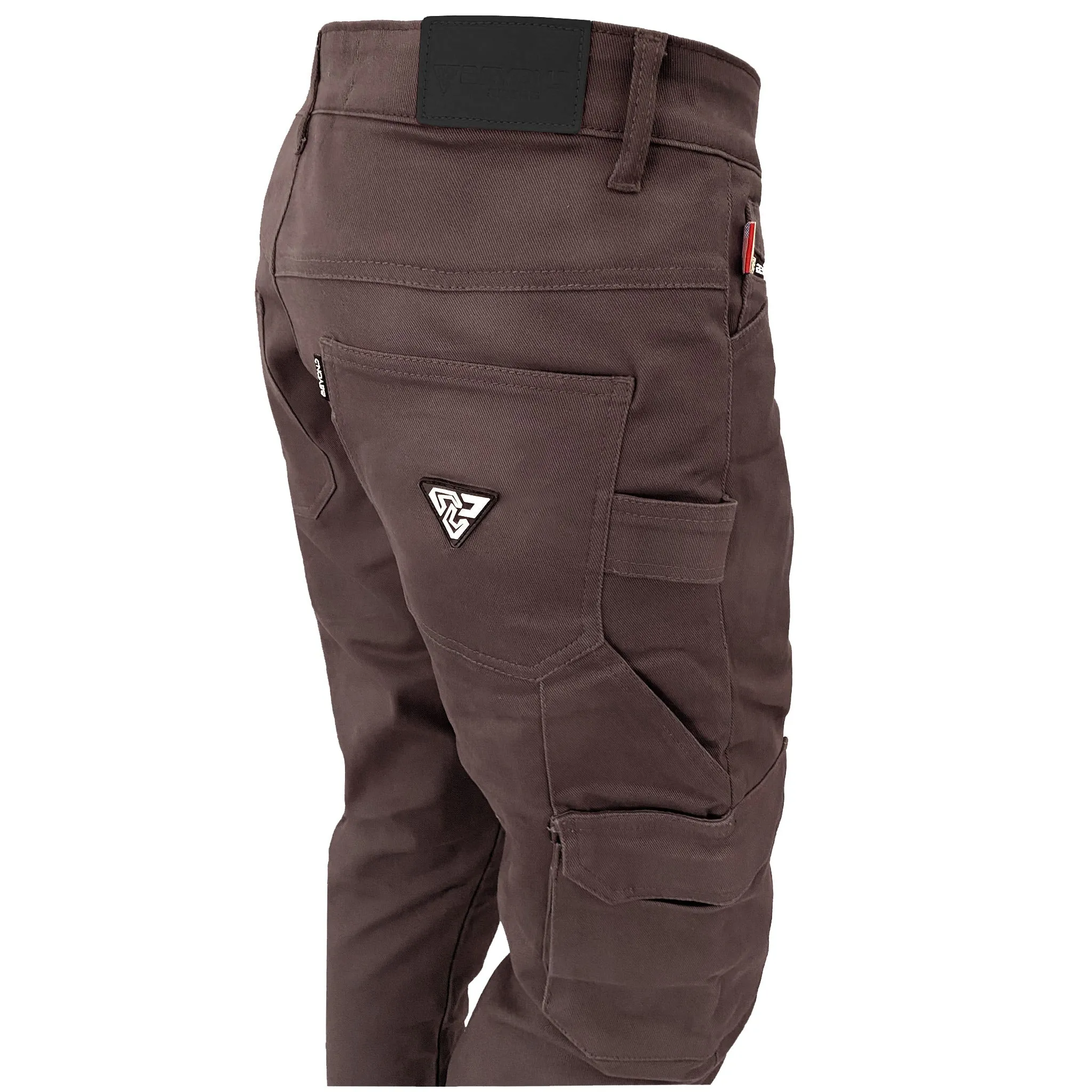 SALE Relaxed Fit Cargo Pants - Dark Coffee with Pads