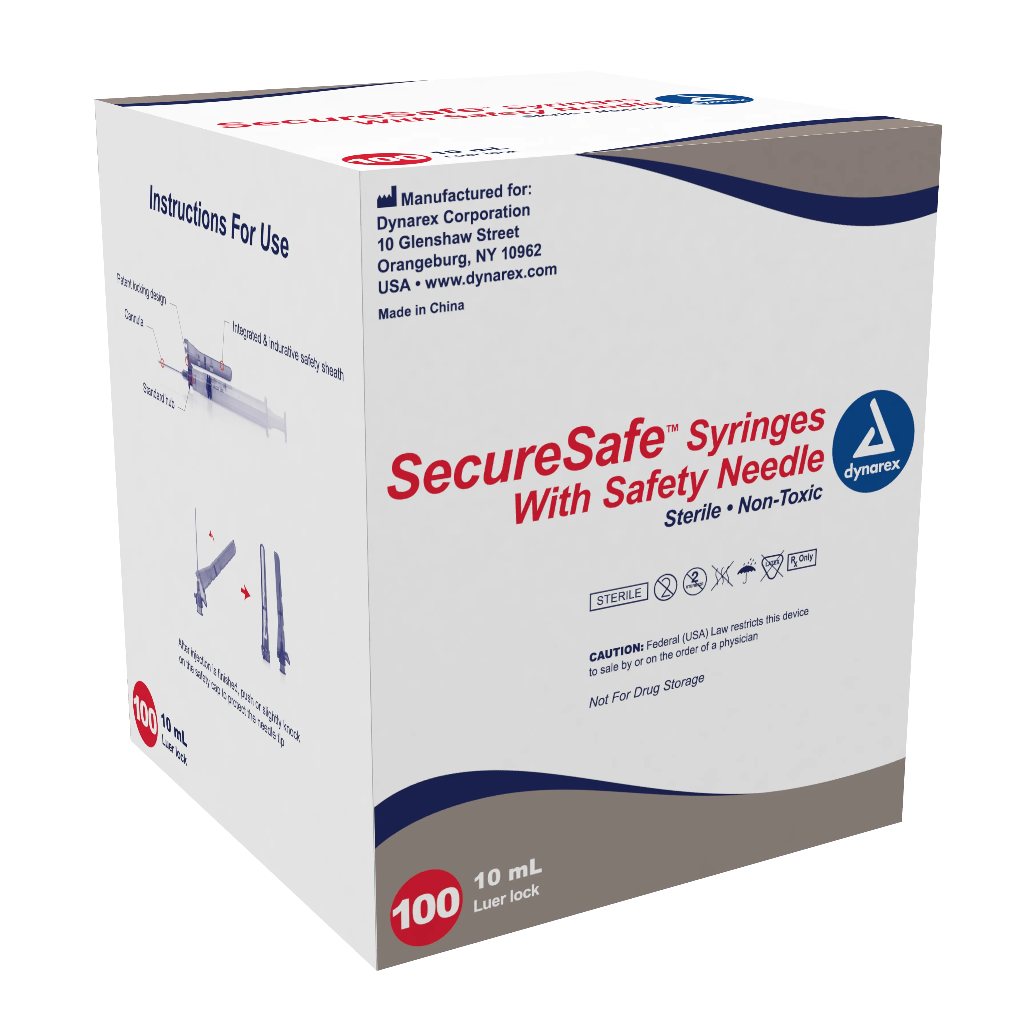 SecureSafe Syringe with Safety Needle  - 10cc - 21G, 1.5" needle