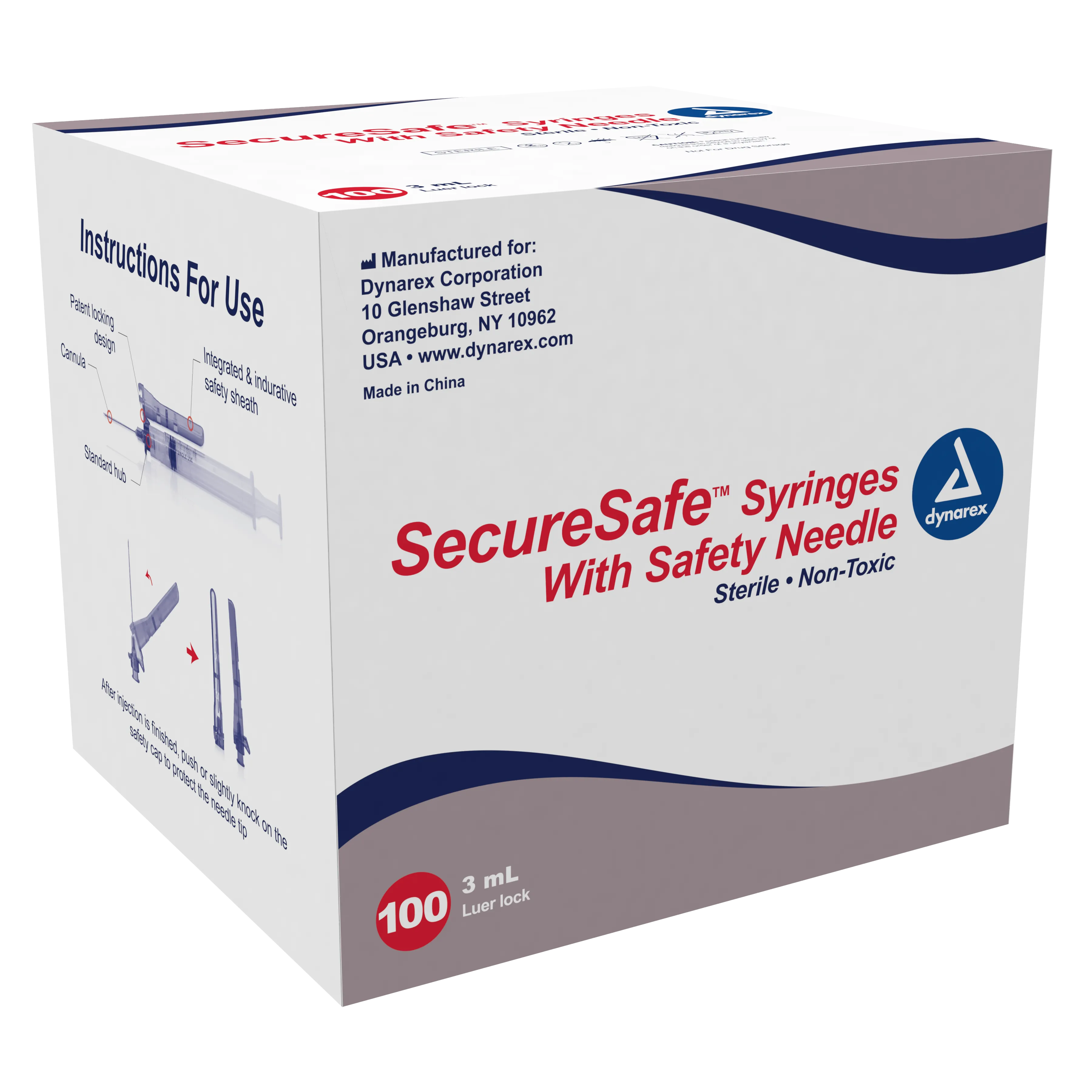 SecureSafe Syringe with Safety Needle - 3cc - 20G 1 1/2" needle