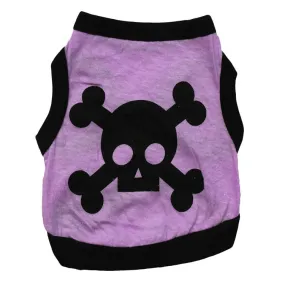 Spring And Summer Cotton Light Purple Printed Skull Vest Pet Dog Clothing