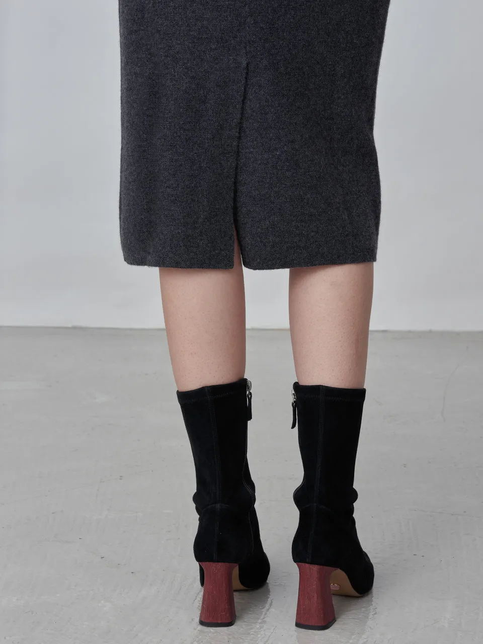 Straight Midi Skirt_Graphite