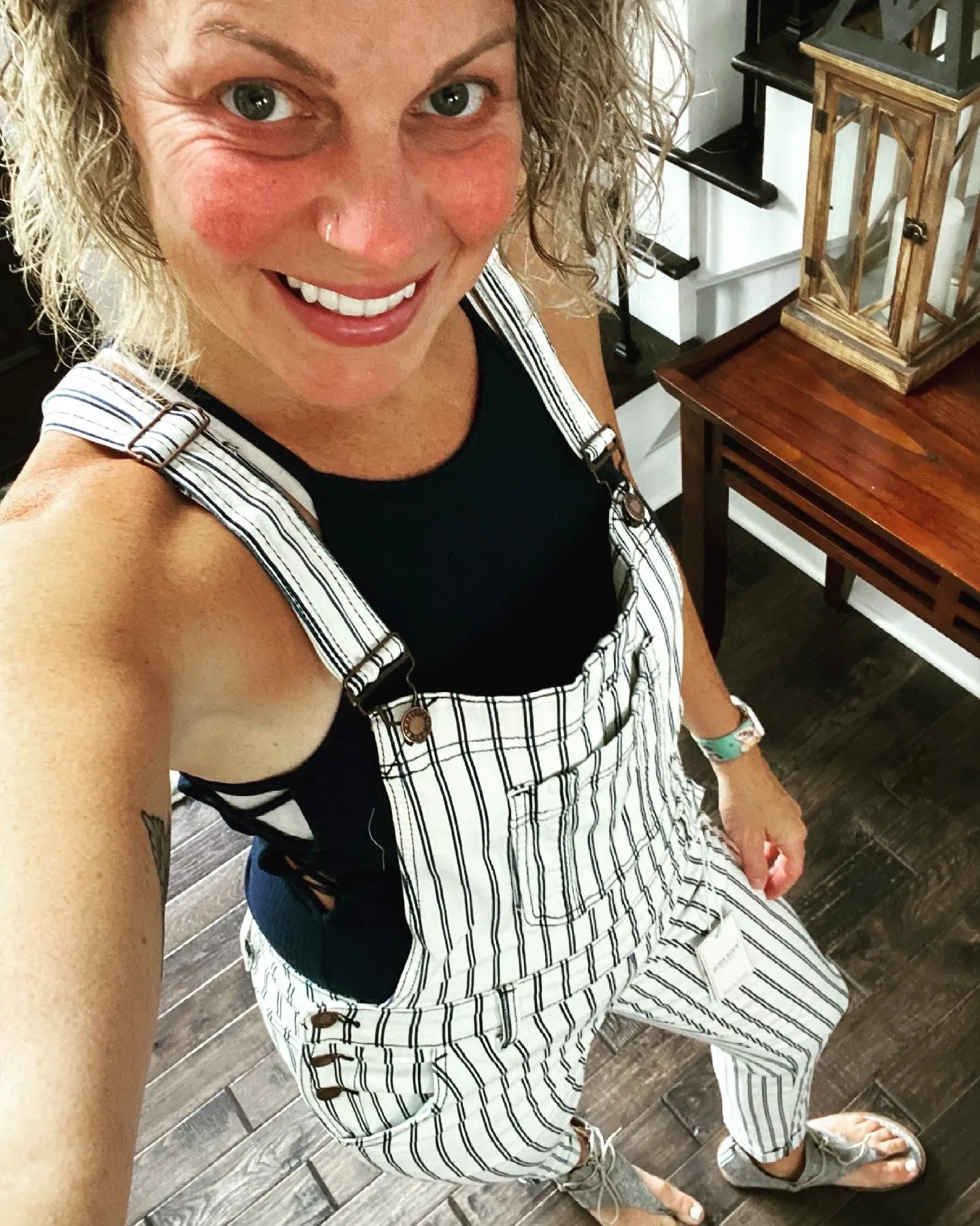 Striped Boyfriend Overalls