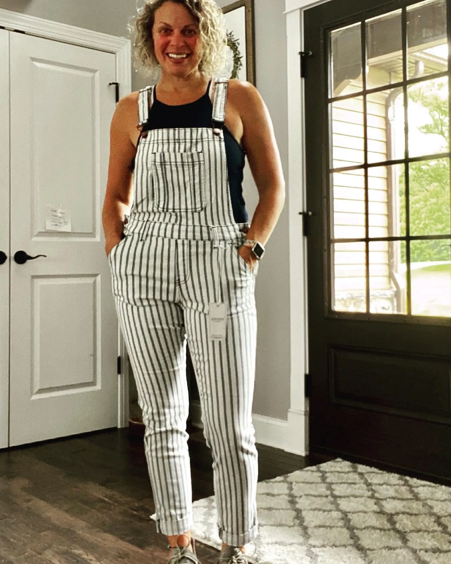 Striped Boyfriend Overalls