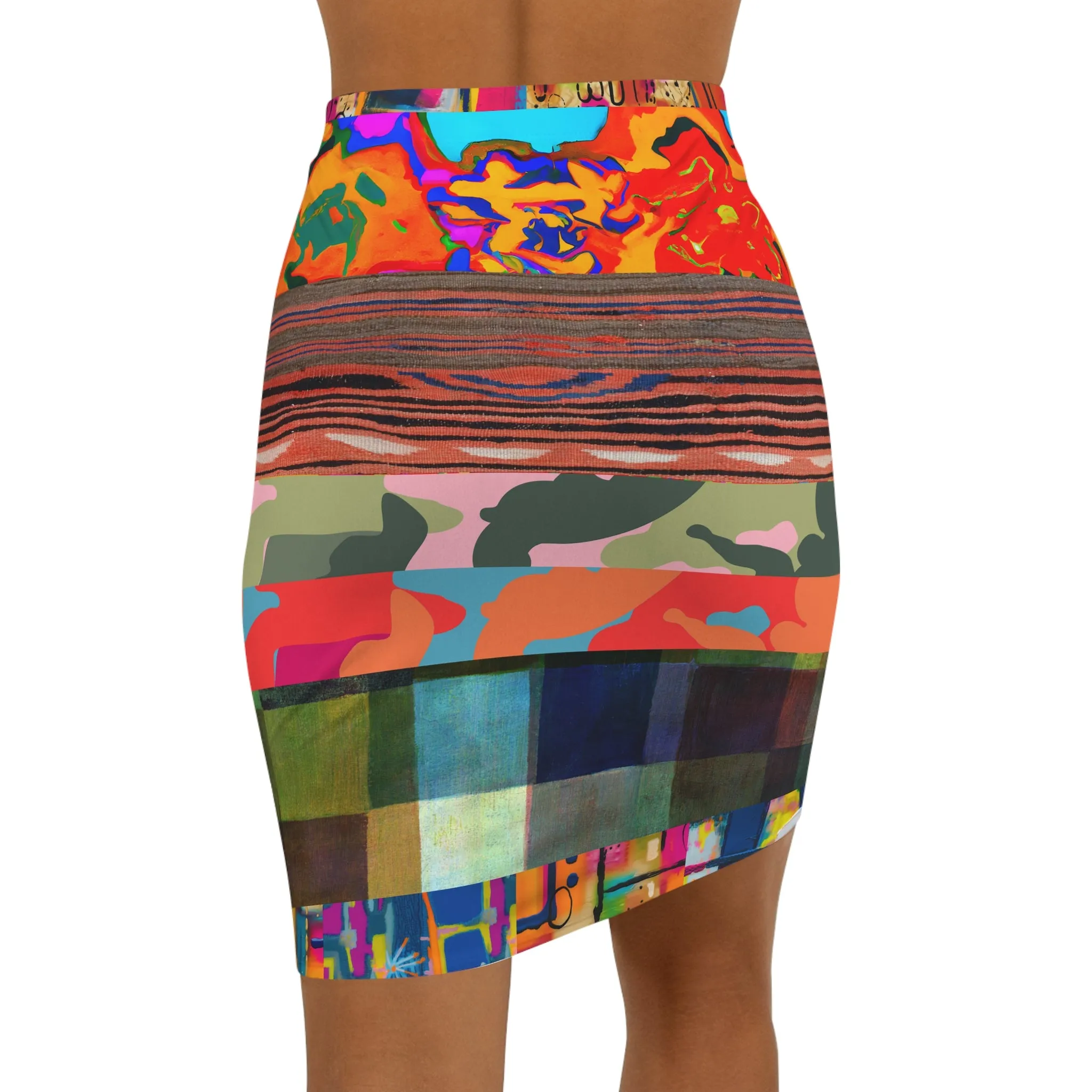 Supernatural Brother Man Striped Camo Print Pencil Skirt