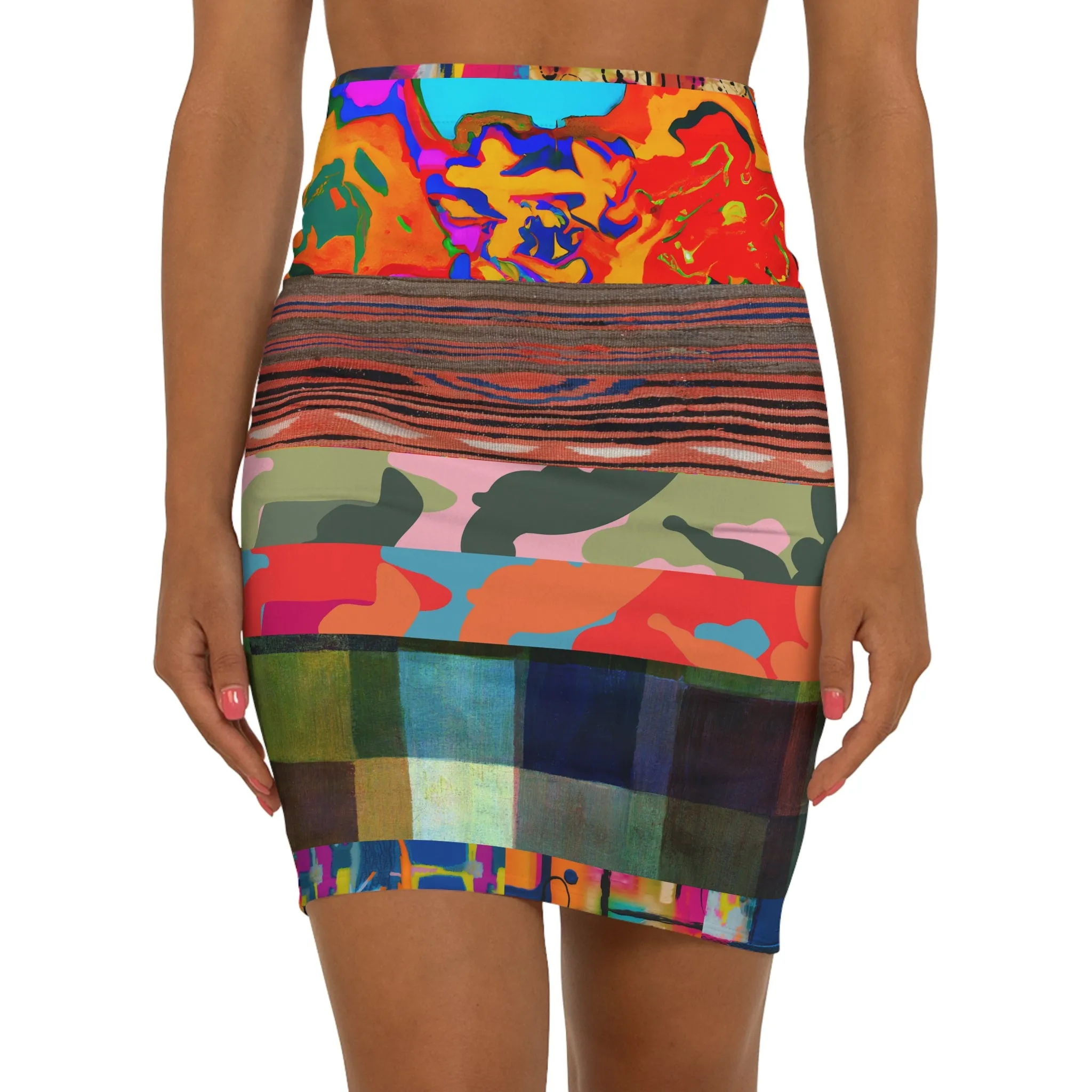 Supernatural Brother Man Striped Camo Print Pencil Skirt