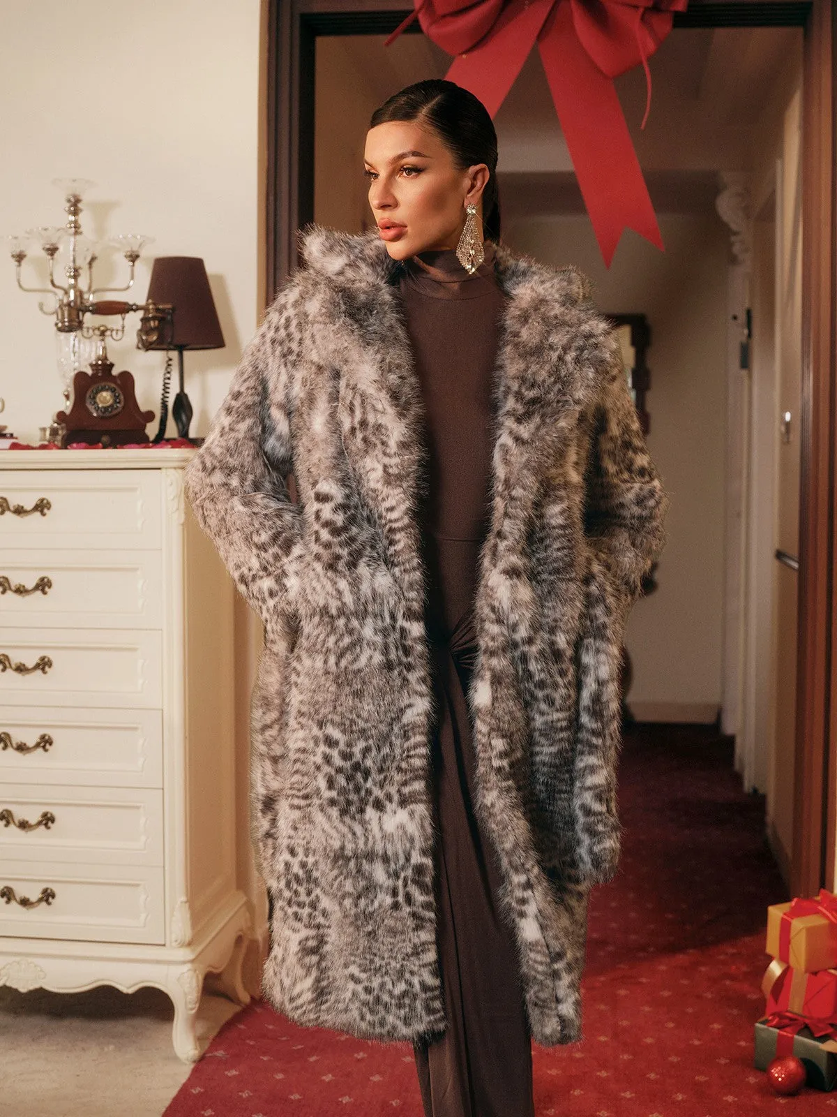 Tavares Leopard Faux Fur Coat