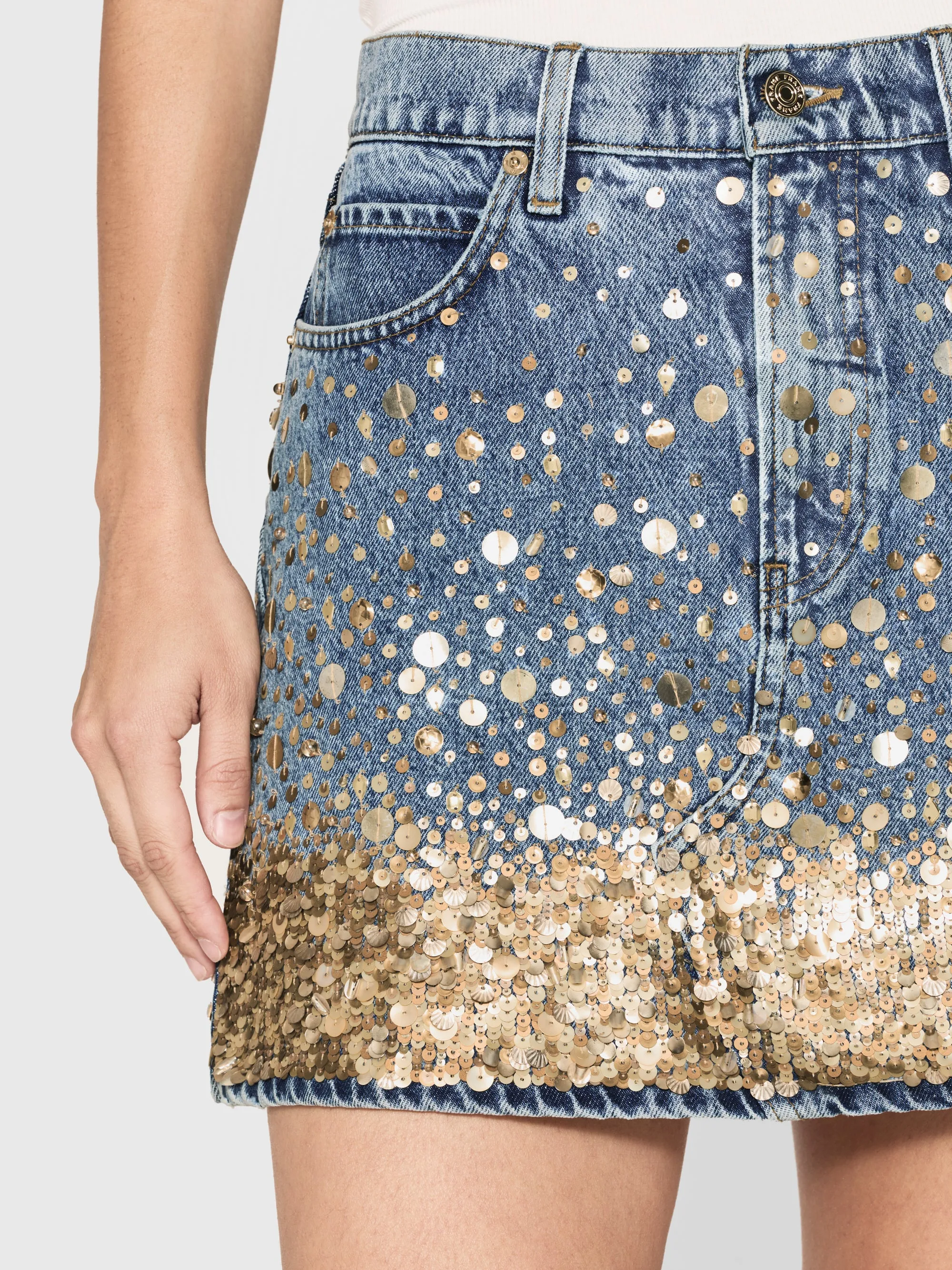 The Atelier Champagne Skirt -- Gold Embellished