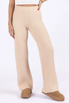 This Is Why Tan Thermal Waffle Knit Pants FINAL SALE