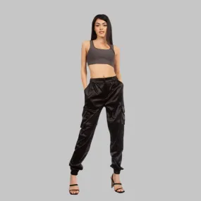 TIC TOC - Satin Cargo -  High Waist Joggers