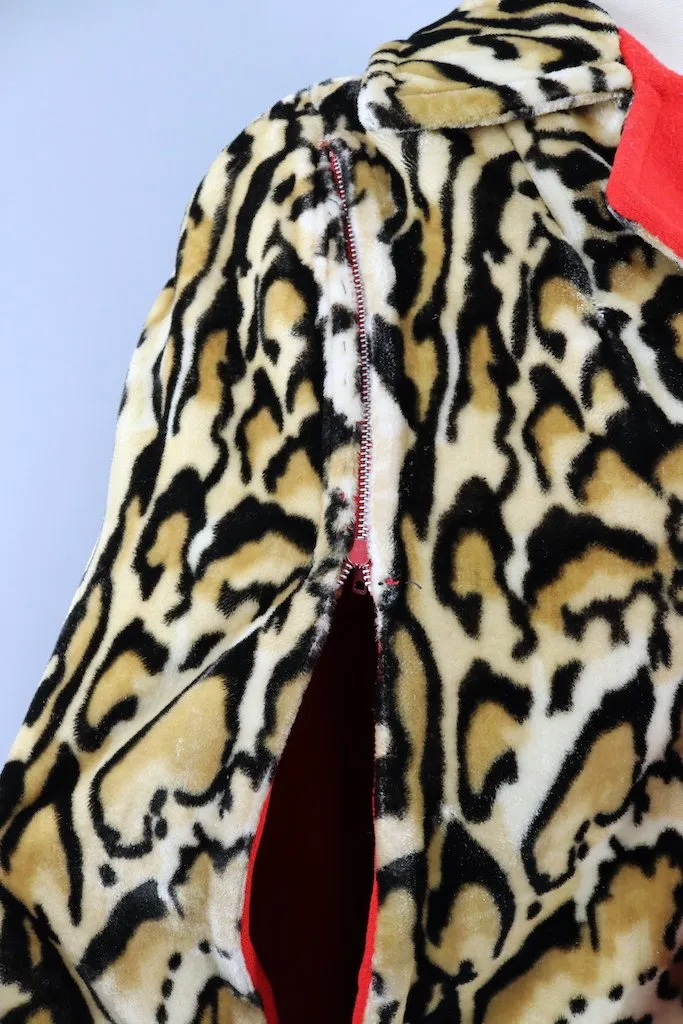 Vintage Red Leopard Print Reversible Cape