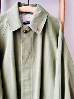 Wax Cotton Balmacaan Rain Coat / Olive