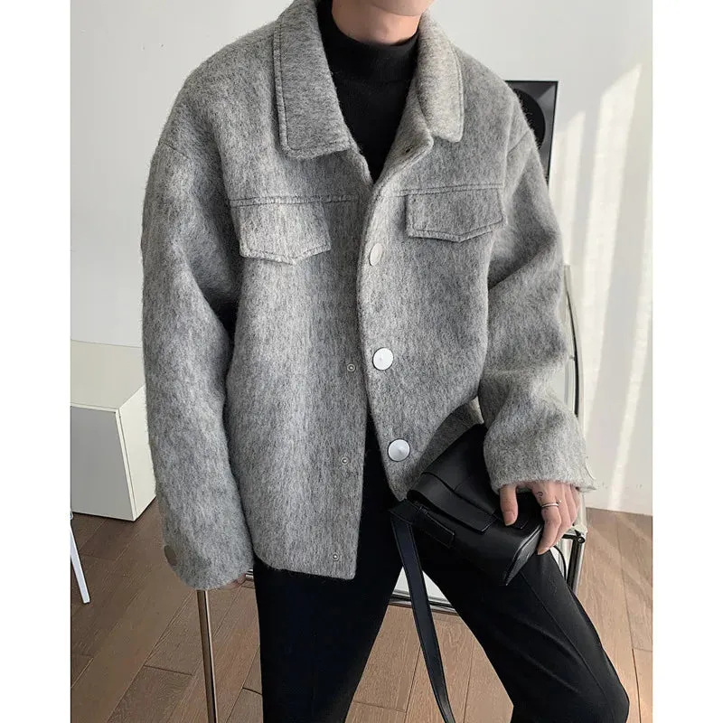 Wiaofellas Winter Thick Woolen Coat Men Warm Fashion Thickened Woolen Jacket Men Streetwear Korean Short Woolen Coat Mens Oversized Jackets