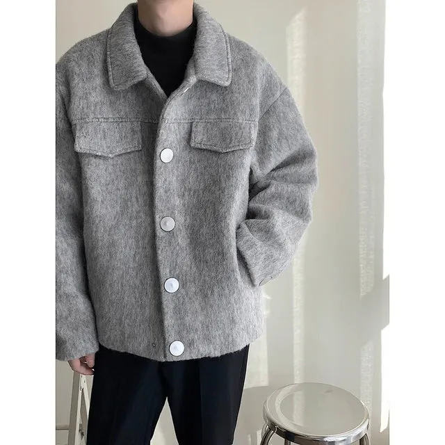 Wiaofellas Winter Thick Woolen Coat Men Warm Fashion Thickened Woolen Jacket Men Streetwear Korean Short Woolen Coat Mens Oversized Jackets