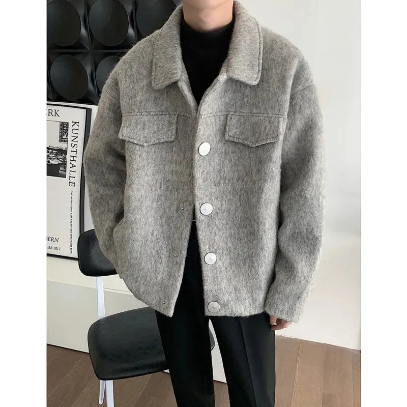 Wiaofellas Winter Thick Woolen Coat Men Warm Fashion Thickened Woolen Jacket Men Streetwear Korean Short Woolen Coat Mens Oversized Jackets