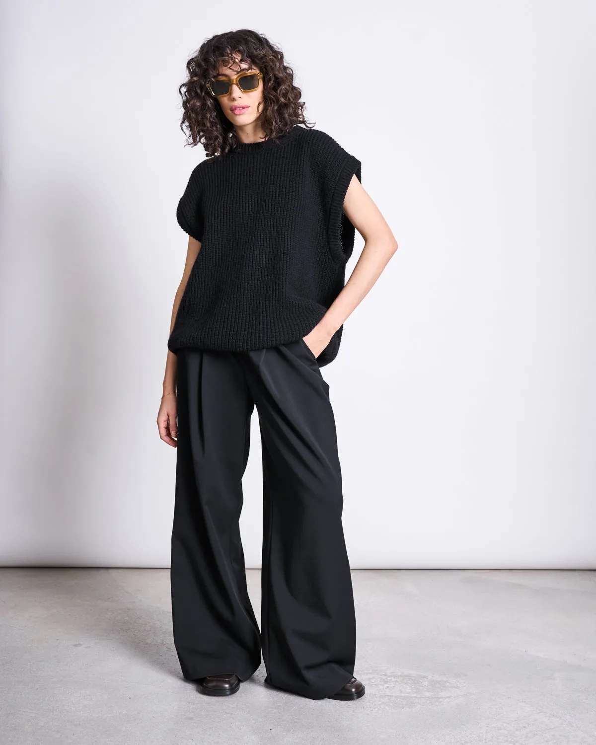 WIDE PANTS GIZA BLACK