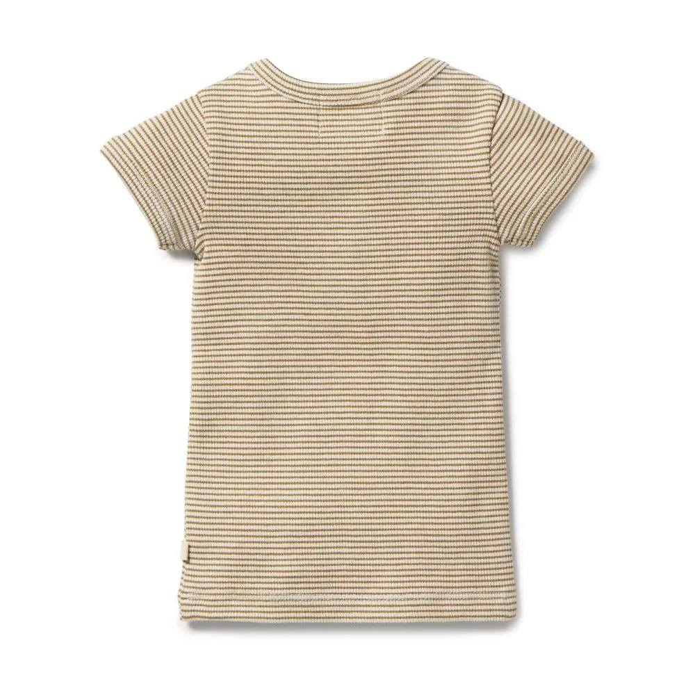 Wilson and Frenchy Organic Stripe Rib Henley Tee Leaf