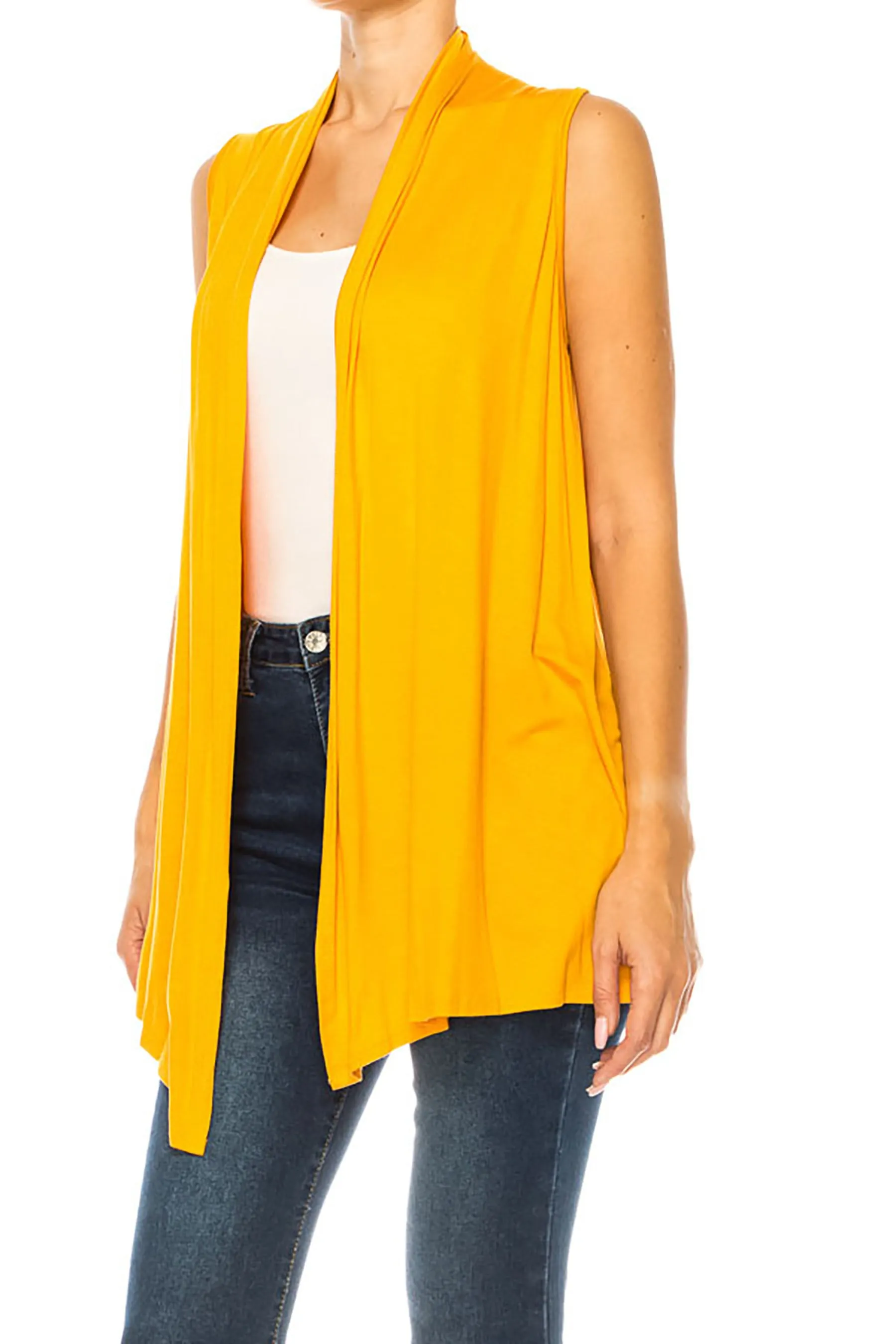 Women's Casual Open Draped Front Solid Cardigan Vest