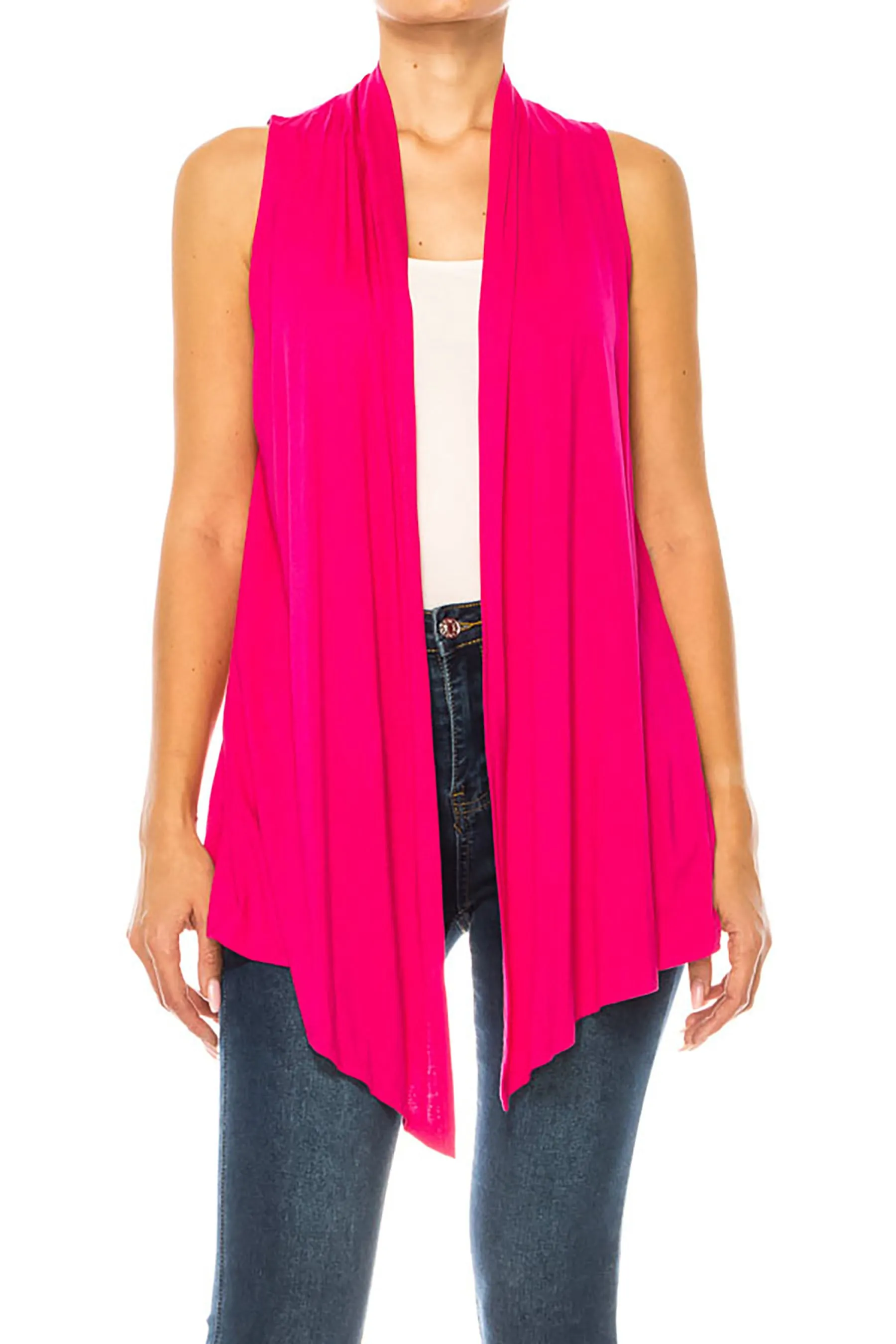 Women's Casual Open Draped Front Solid Cardigan Vest