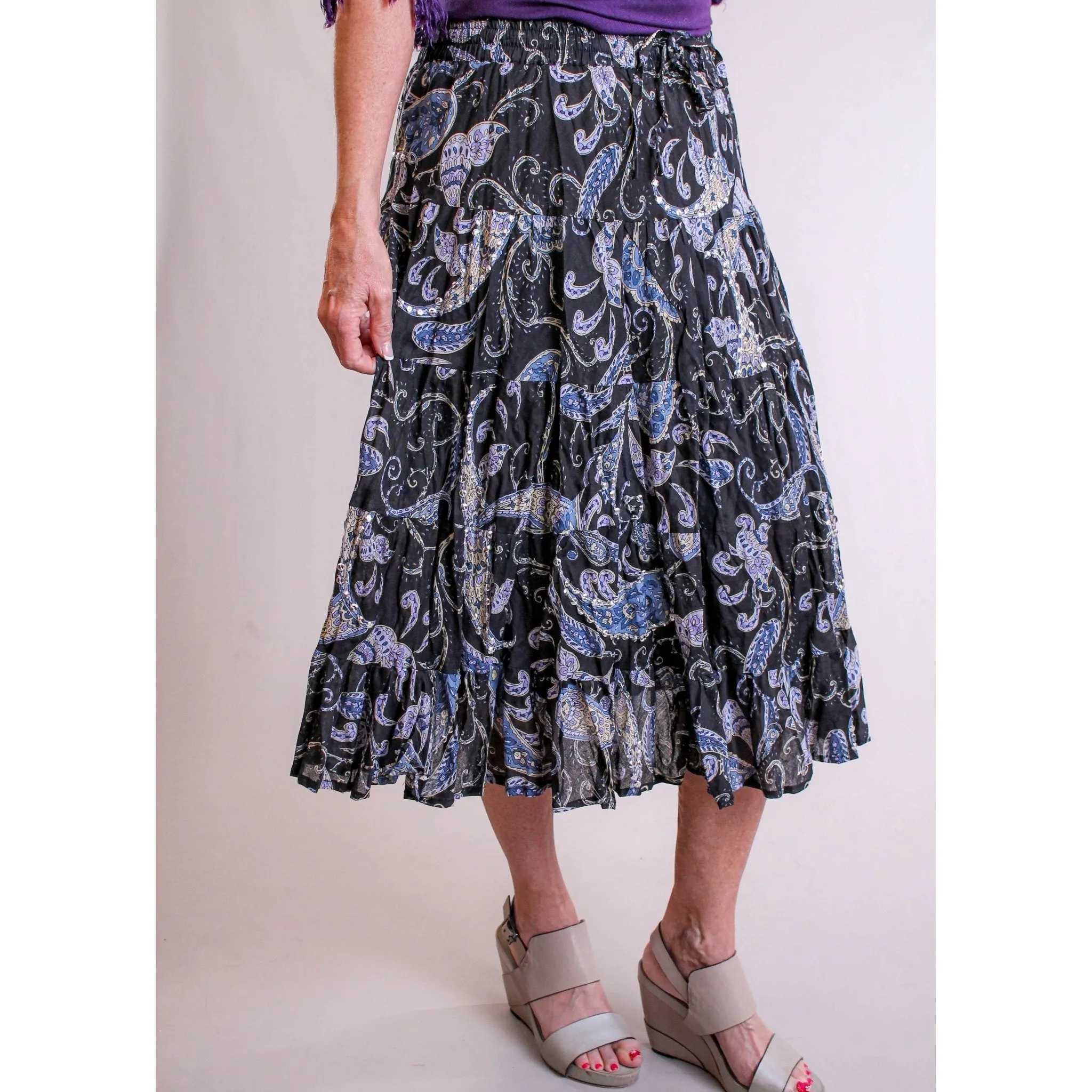 Wonderous Art Mid Length Sequin Skirt