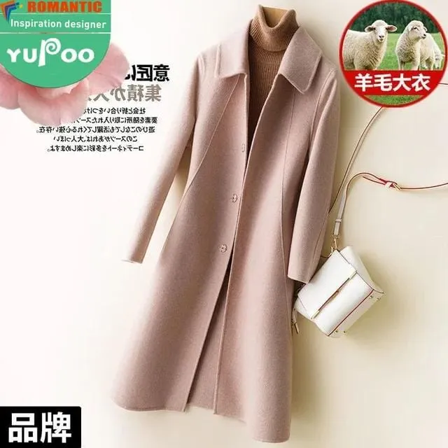 Woolen Coat Winter Cloak Knit Long Sleeved Windbreaker 55608 3XL