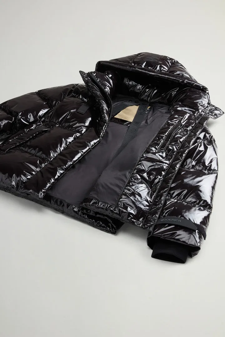 Woolrich Super Glossy Short Parka Nero Donna